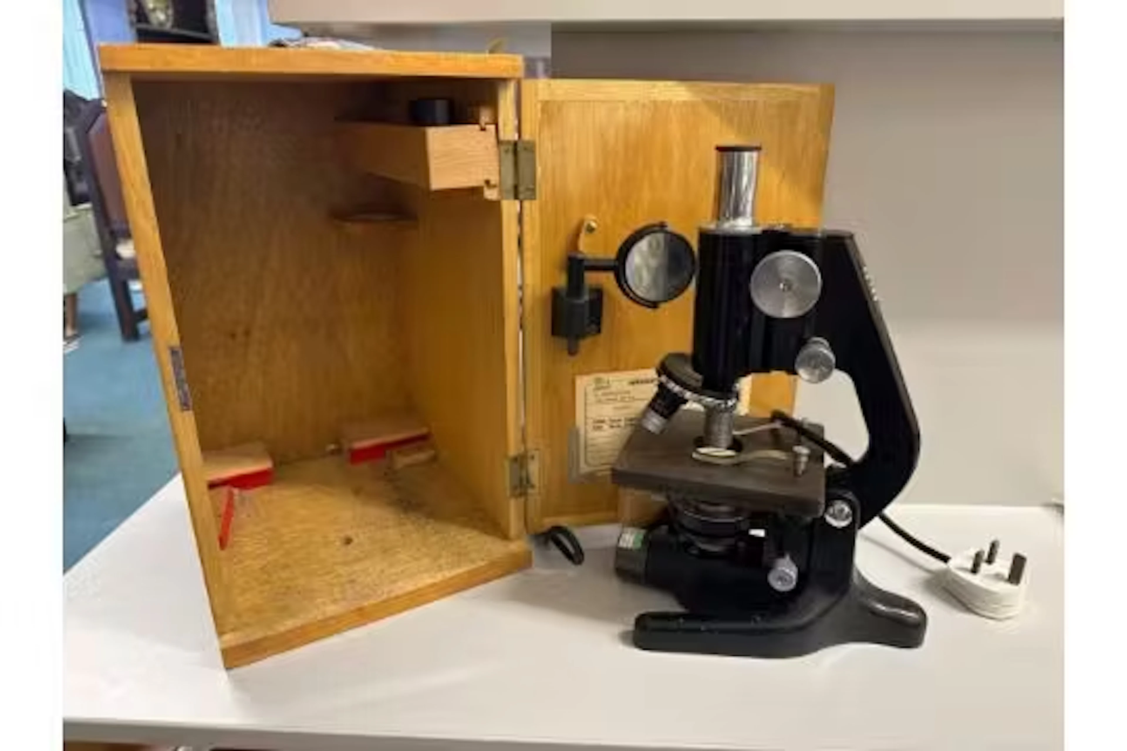 Vintage Watson Barnett Microscope with Wooden Carry Case