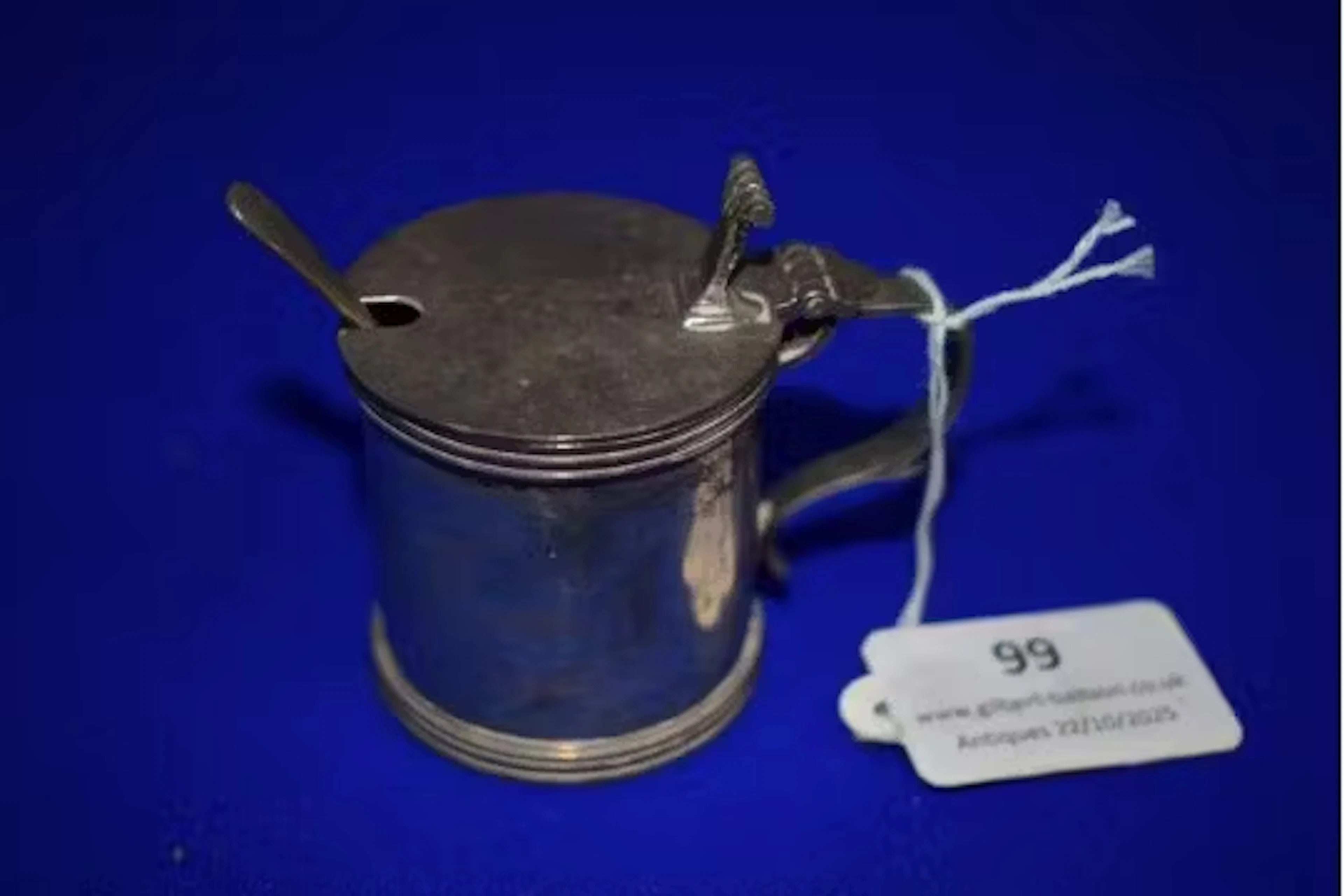 Hallmarked Silver Mustard Pot & Spoon - Birmingham 1973