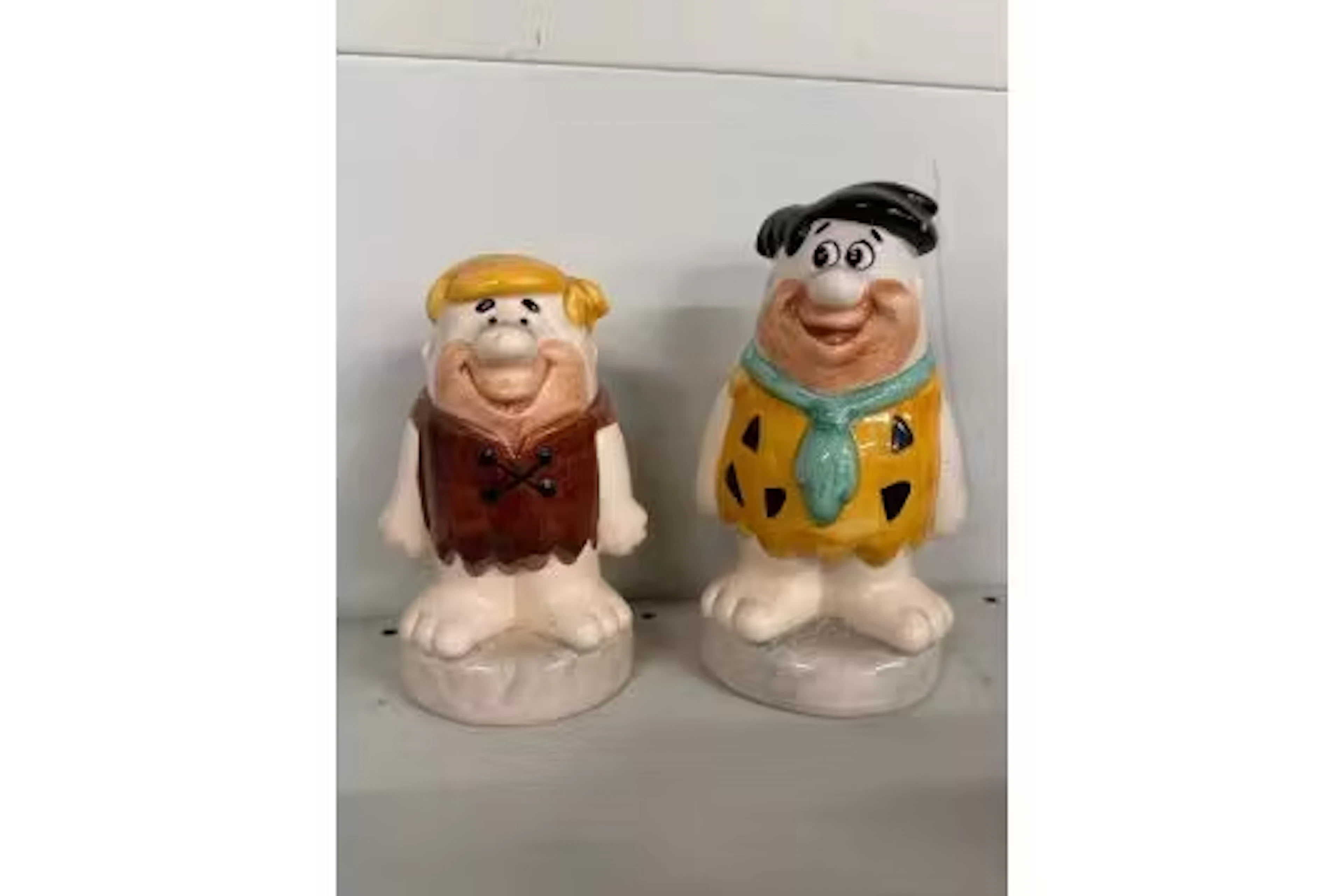 2 x Flinstones ceramic money jars - Fred & Barney