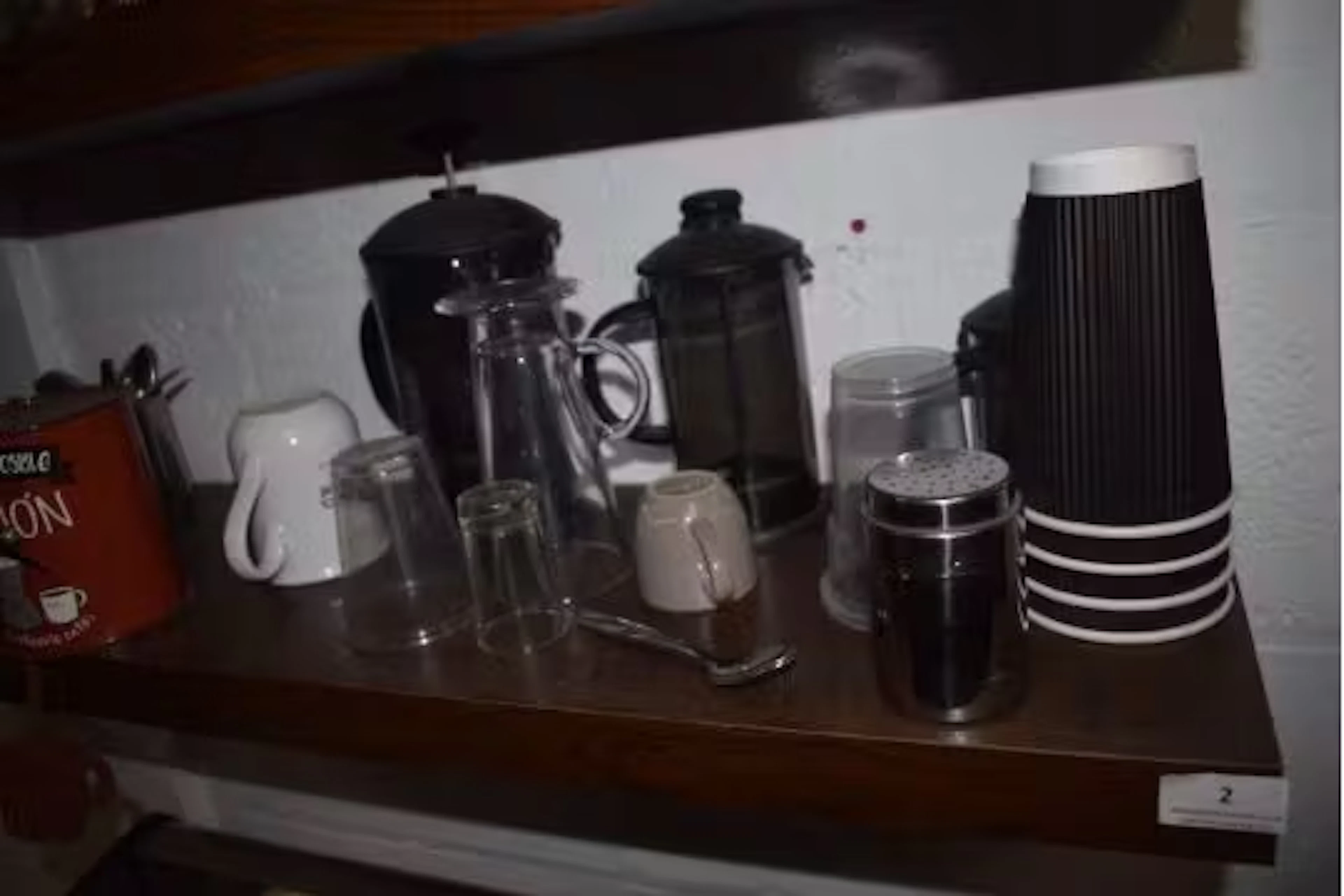 *Contents of Shelf to Include Retro Looking Coffee Grinder, Clock