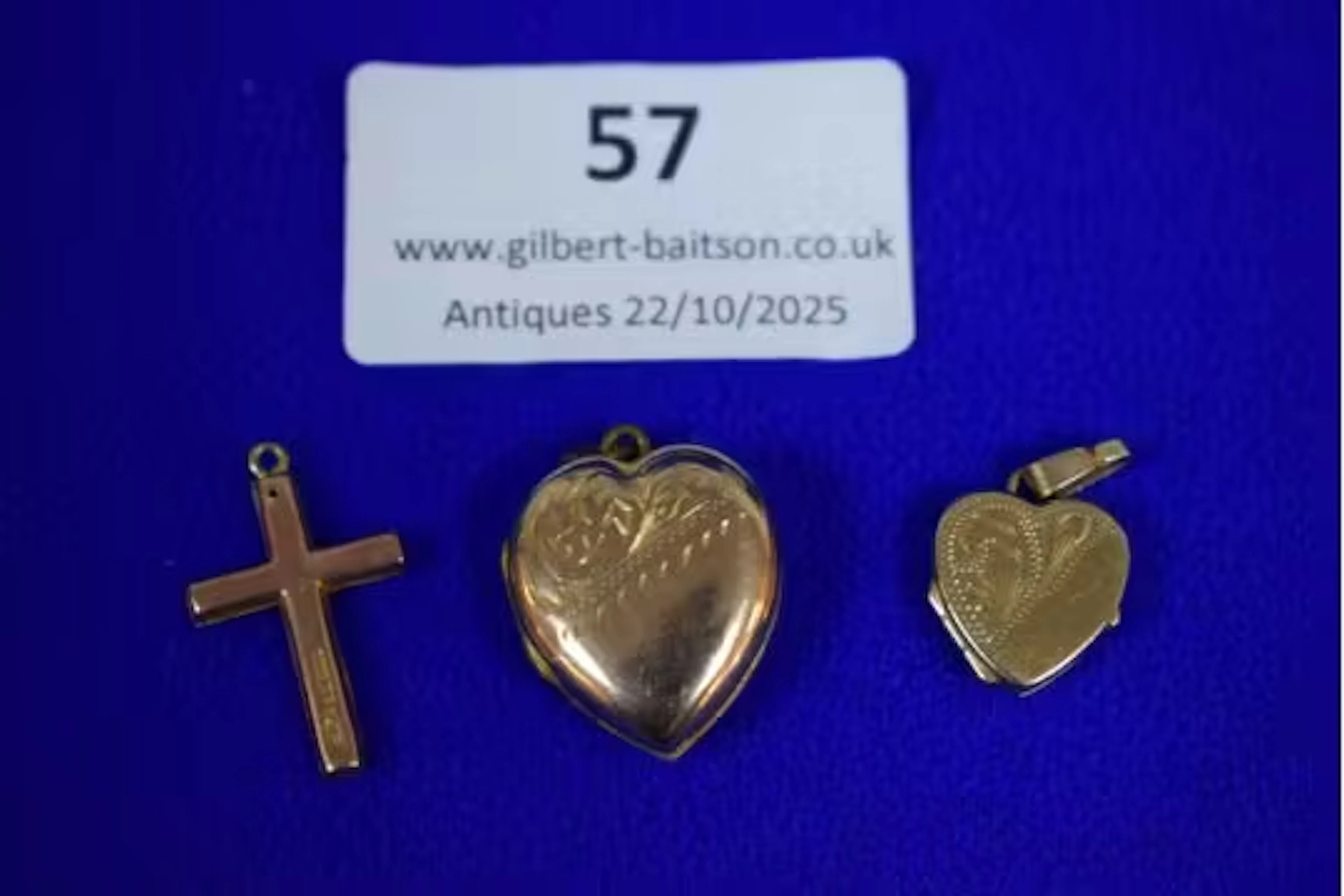 2x 9ct Gold Lockets and 1x 9ct Gold Crucifix ~5.2g total