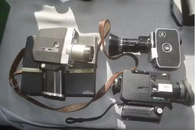 Three Vintage Cine Cameras including 8mm Bolex Paillard & Prinz Sabere