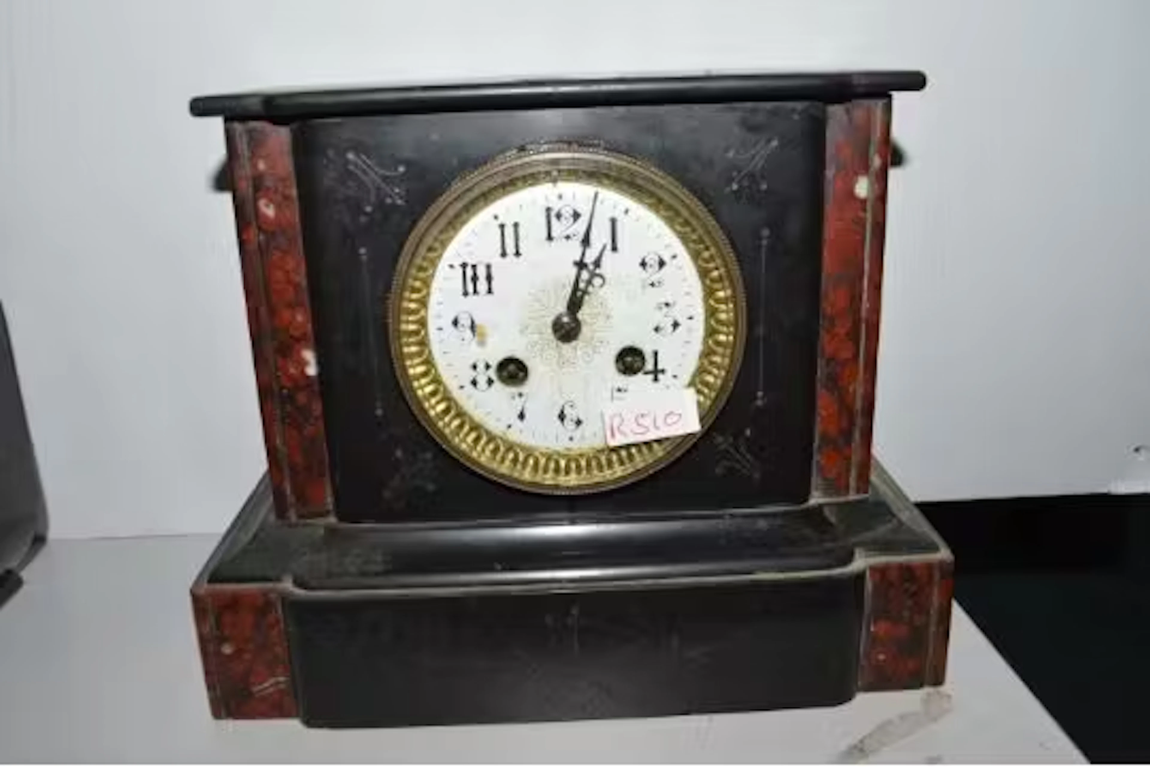 Victorian slate and marble mantel clock