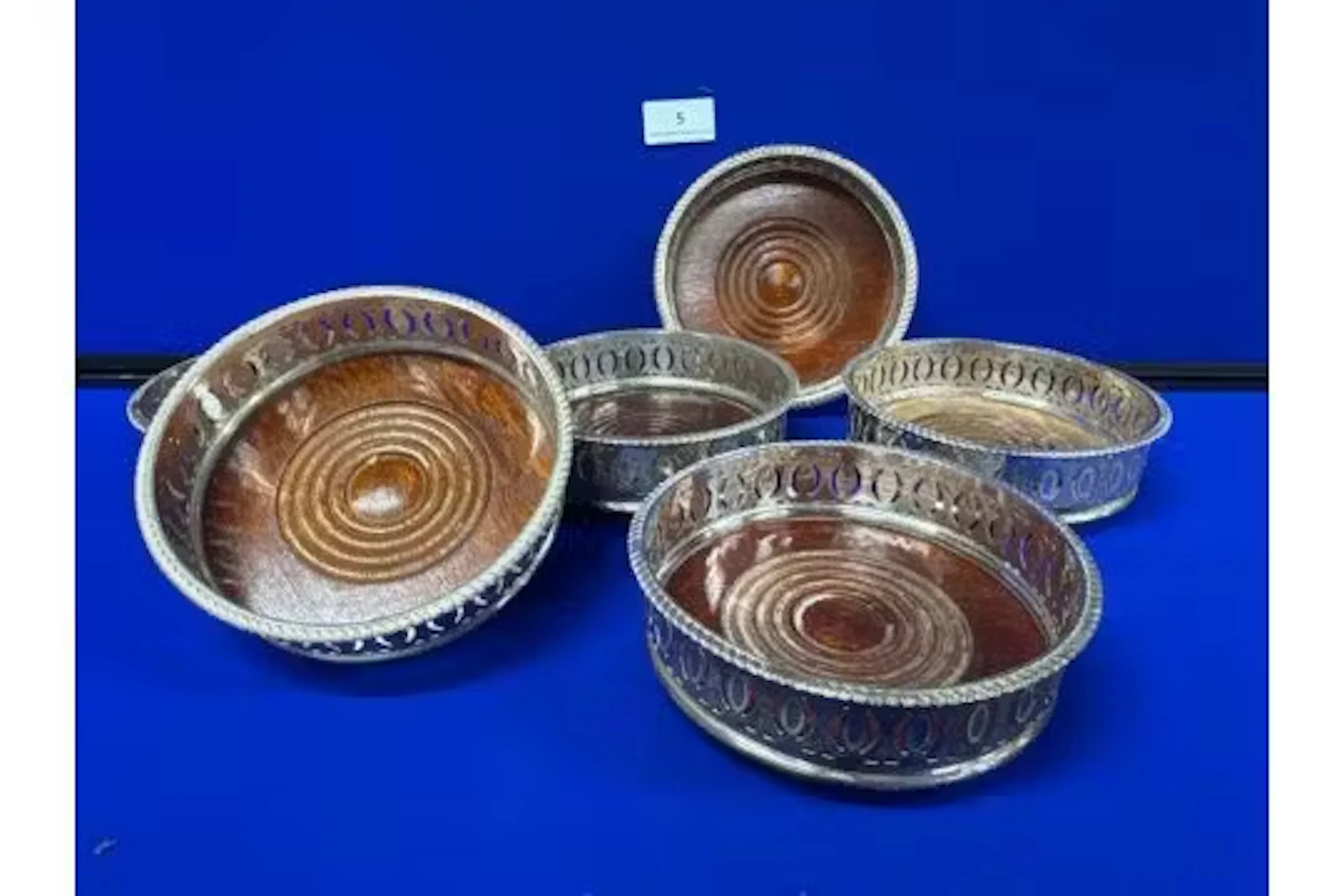 6 x Silver plated wine coasters