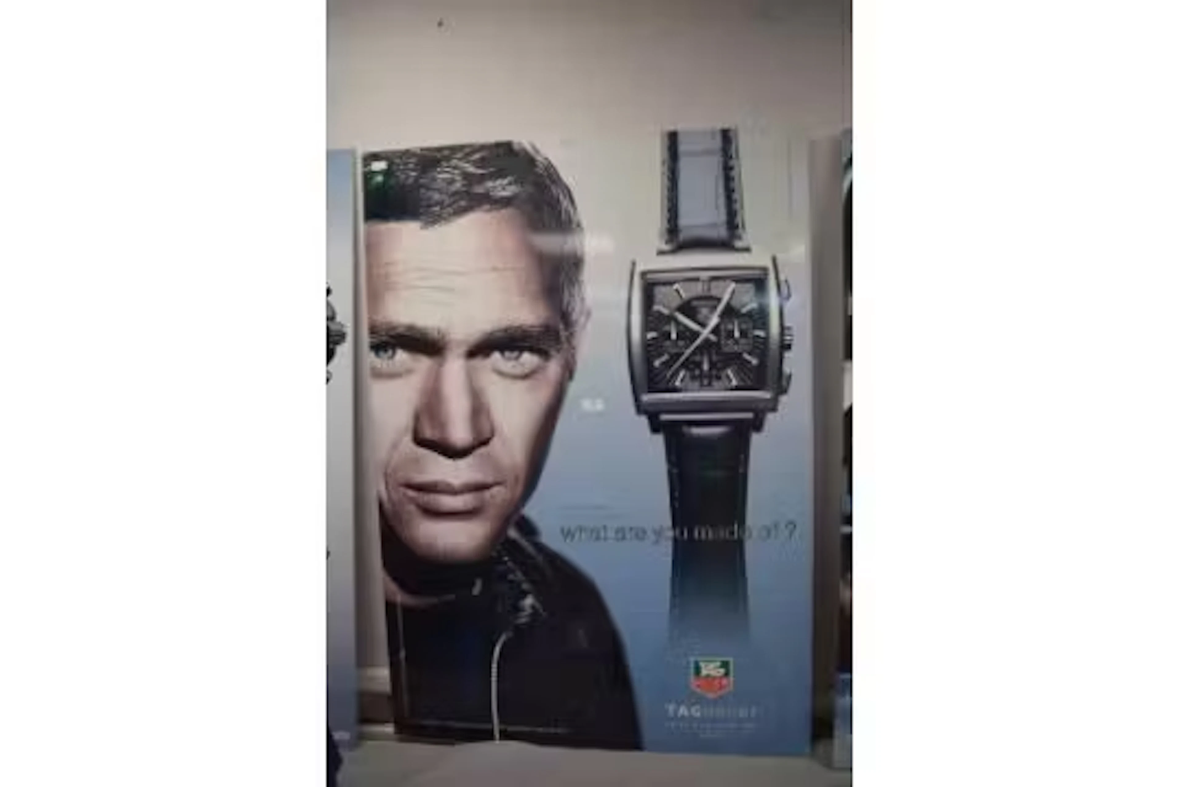 Tag Hauer Wristwatch Advertising Sign Featuring Steve McQueen