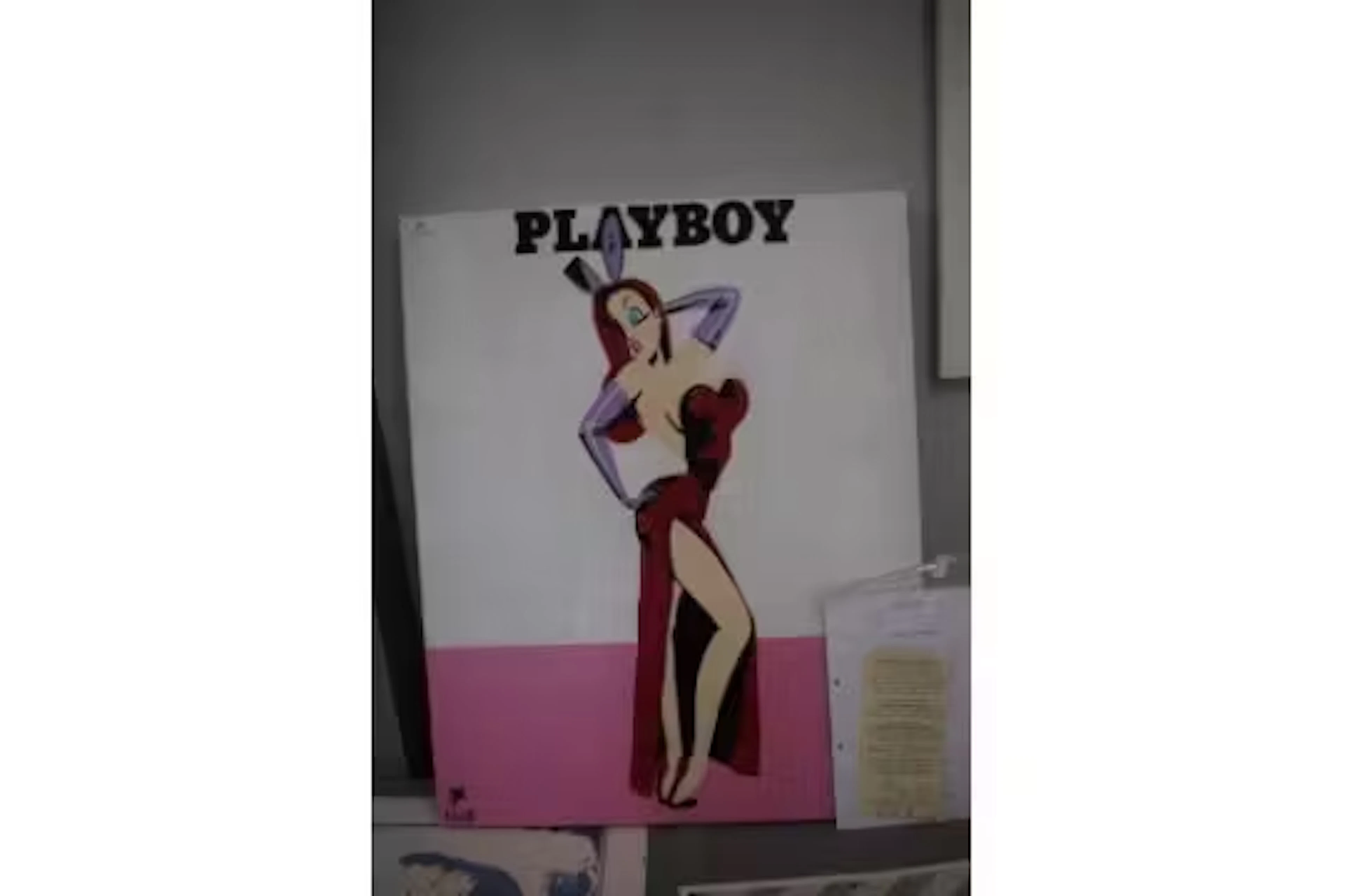 Playboy Bunny Girl stencil art on canvas by Pegasu
