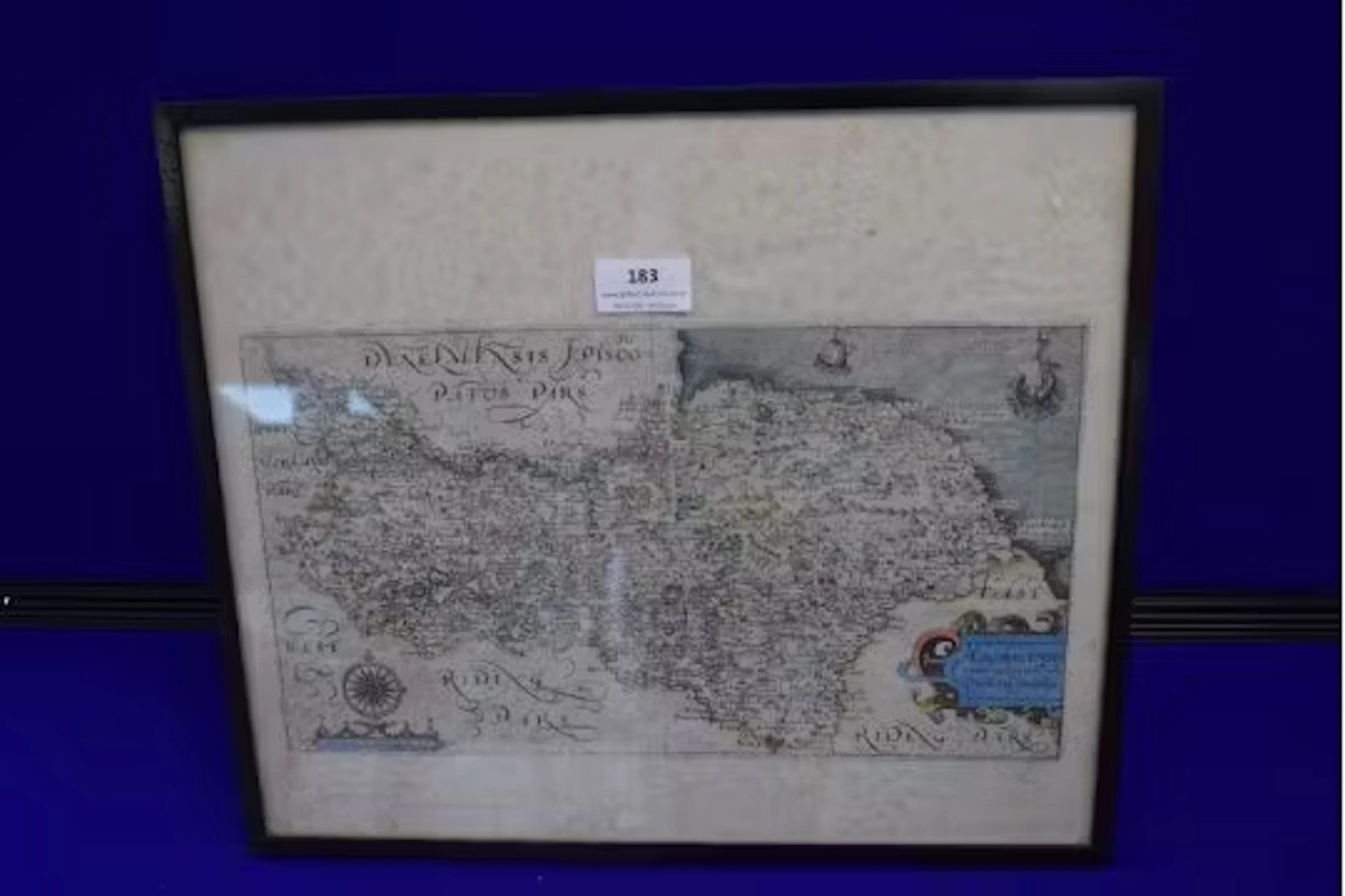Original 17th Century Map of the North Riding of Yorkshire by Christopher