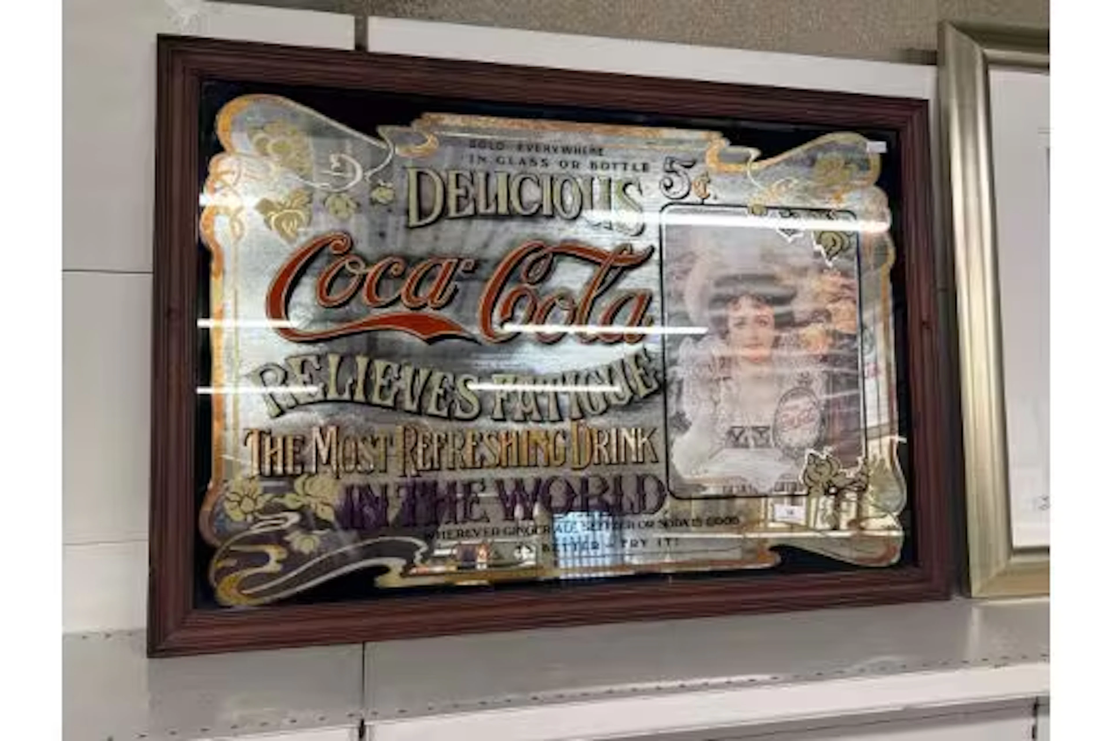 Vintage Coca Cola Framed Avertisement Mirror