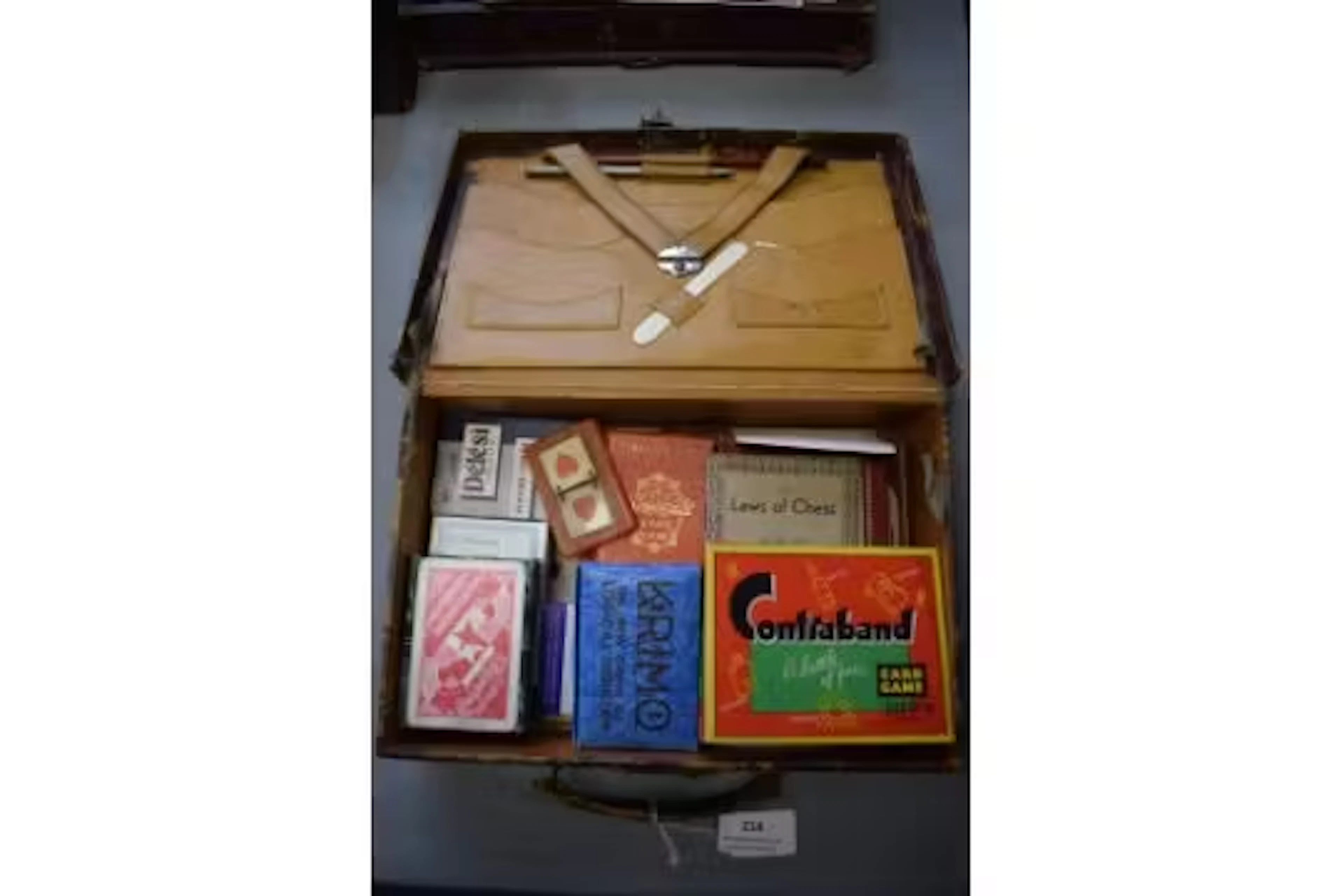 Traveling Writing Case Containing Vintage Card Games, etc.