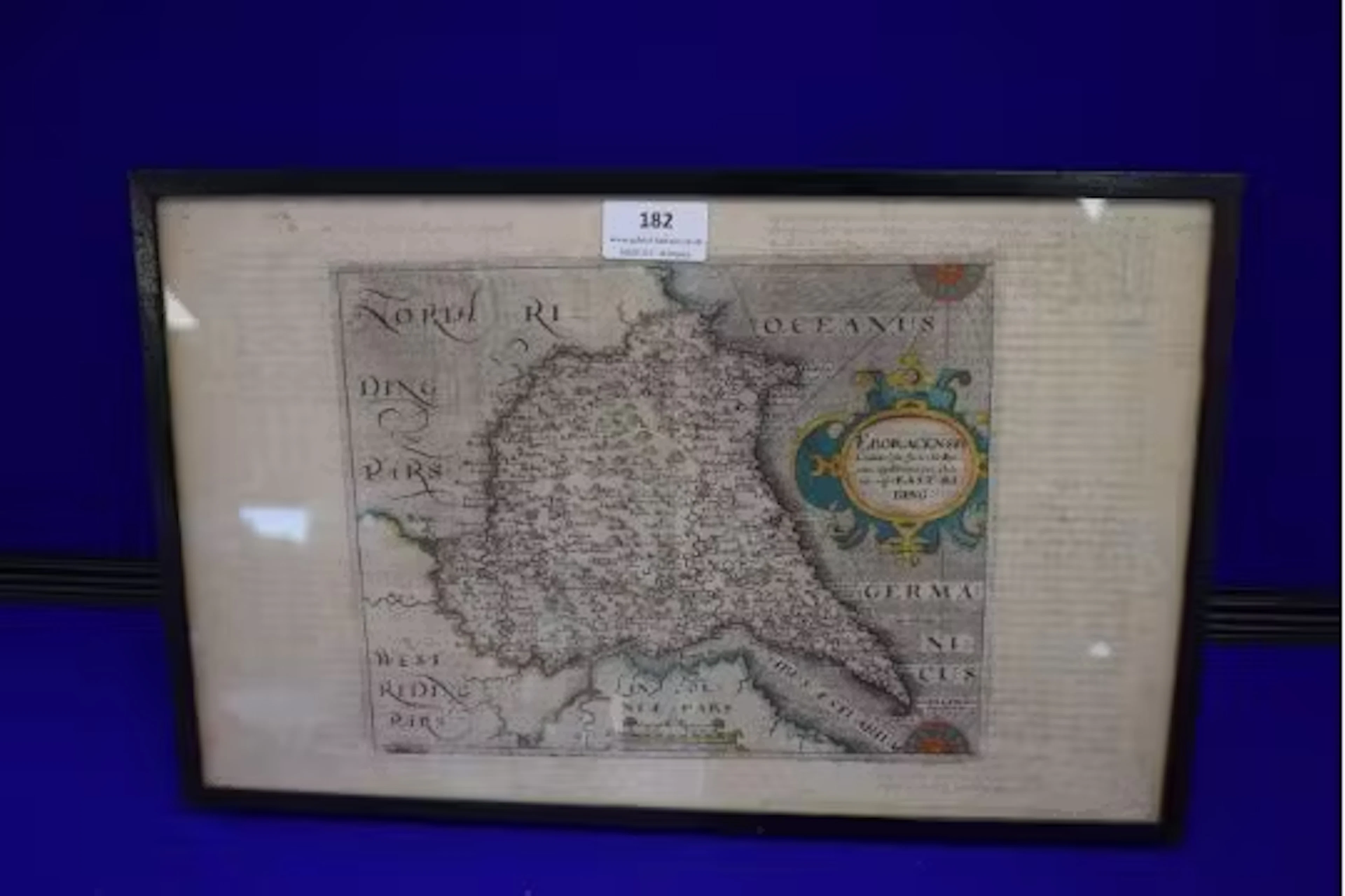 Original 17th Century Map of the East Riding of Yorkshire by Christopher Saxton