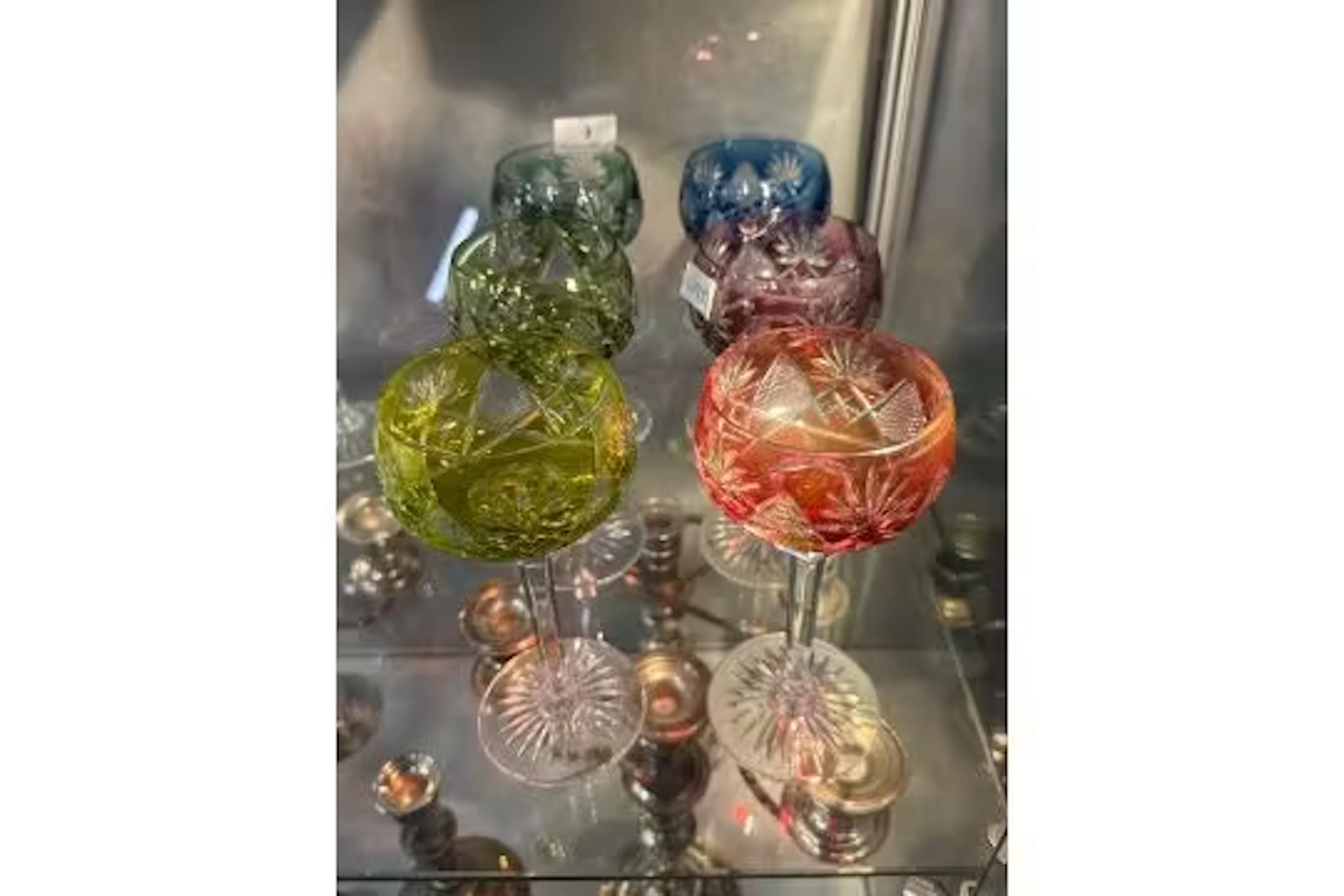 Set of 6 Harlequin Cut Crystal Hock wine glasses