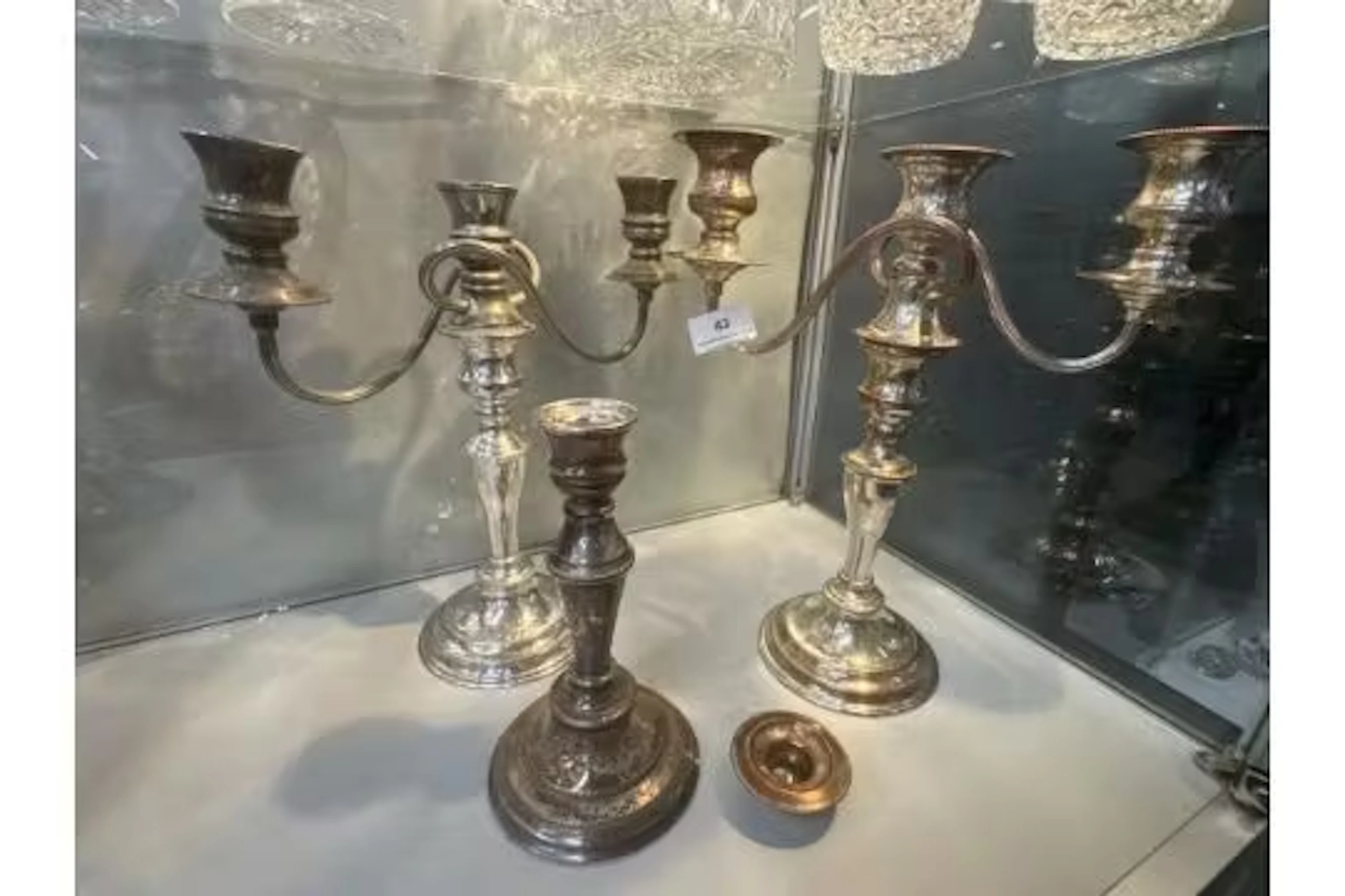 Silver plated candelabras (A/F)