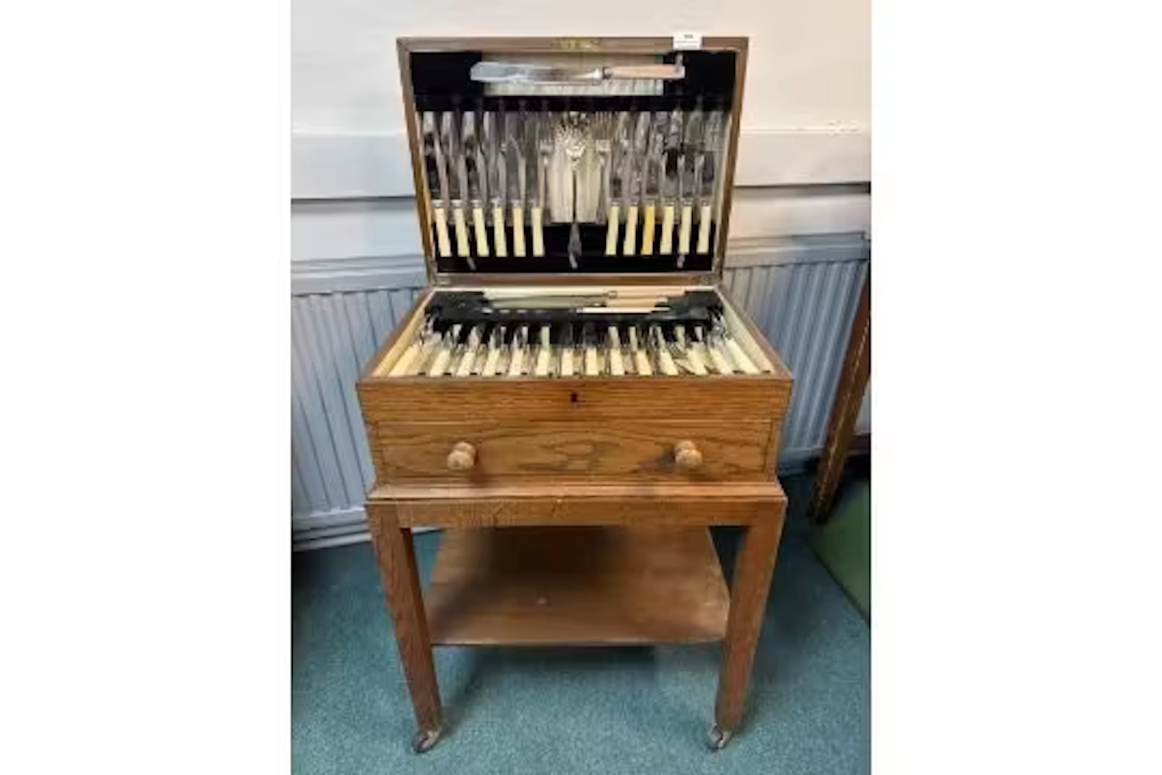 Vintage Silver-Plated Cutlery Set, 48pcs in Wooden Case with Stand