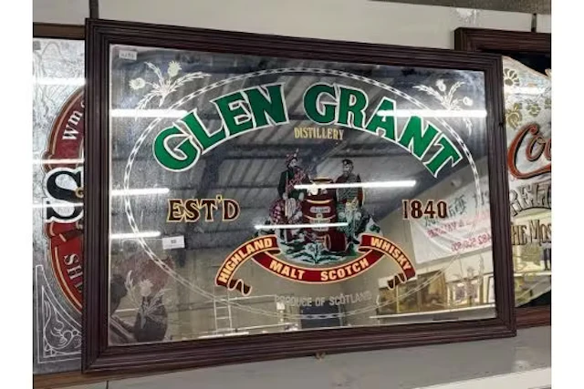 Vintage Glen Grant Scotch Whisky Framed Advertisement Mirror