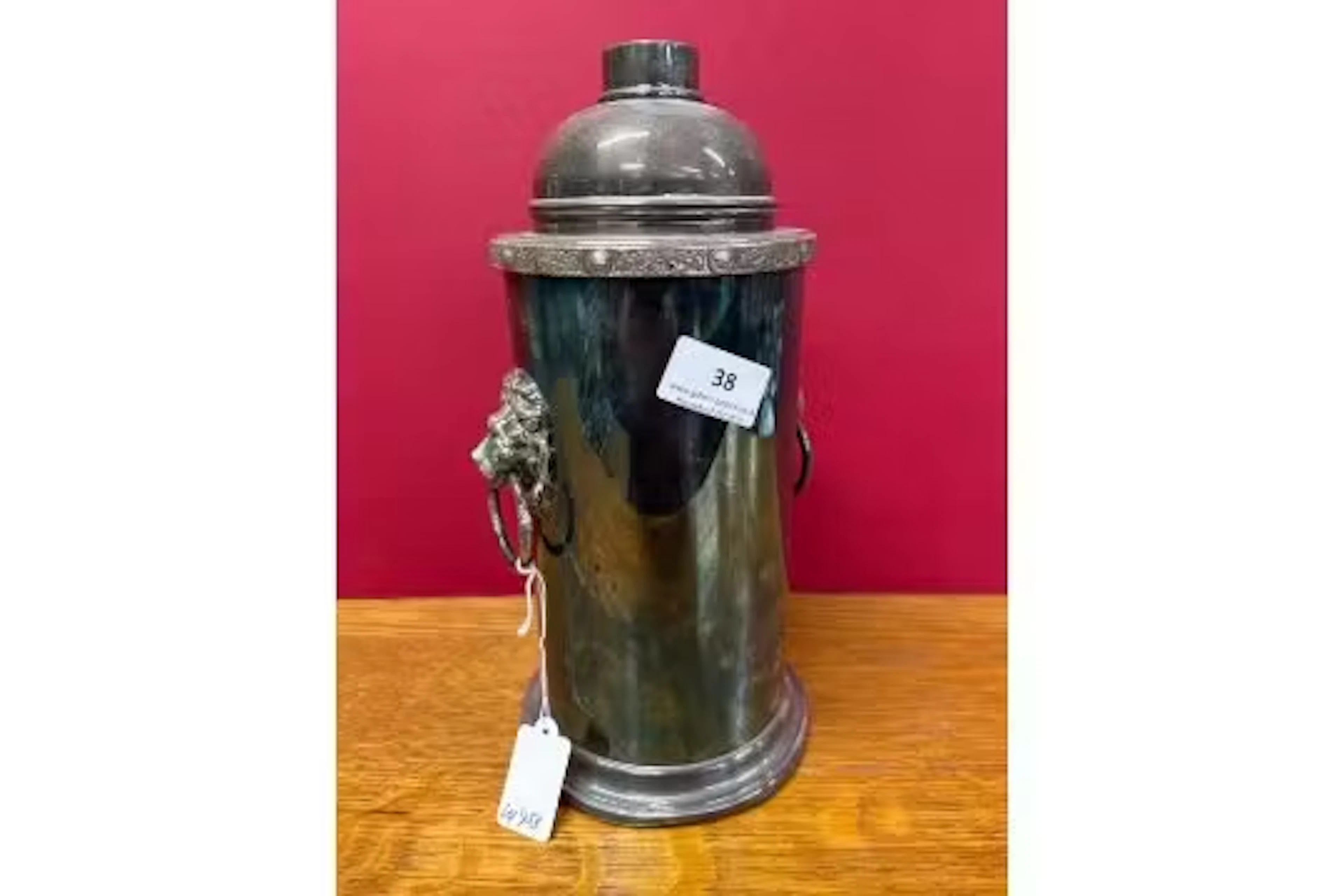Ornamental Wine cooler and cocktail shaker set (cocktail shaker missing lid)
