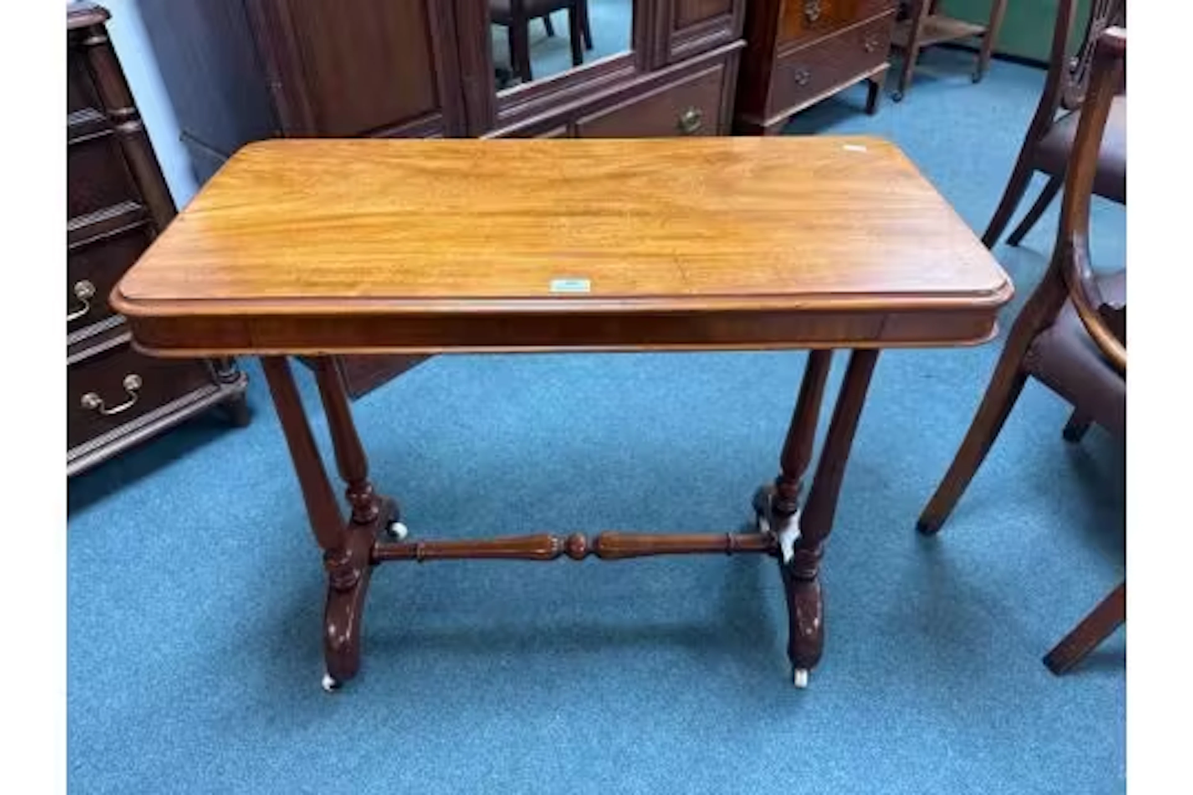 Victorian Mahogany Console Table with Ceramic Castors
