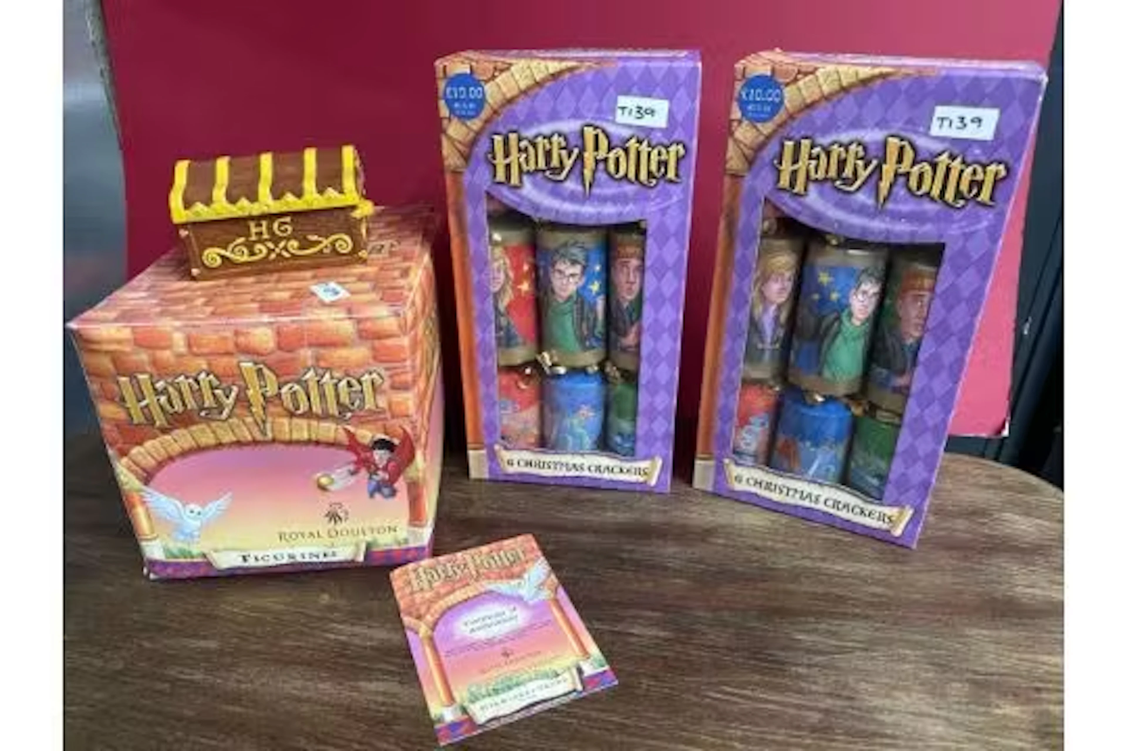 Harry Potter Royal Doulton figurine and 2 boxes of Harry Potter Christmas