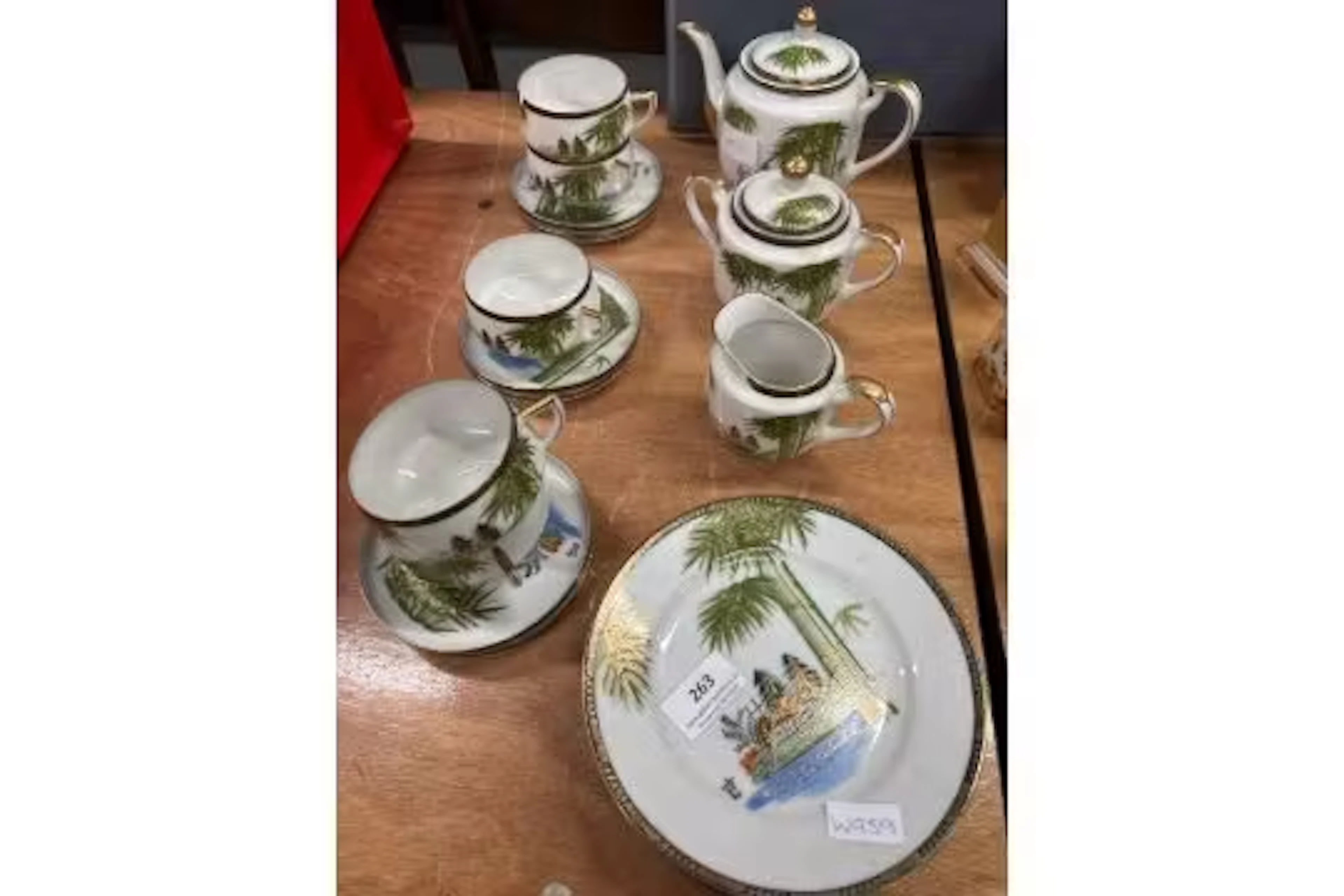 Vintage Japanese hand painted Hayasi Kutani Fine China Part Tea Set