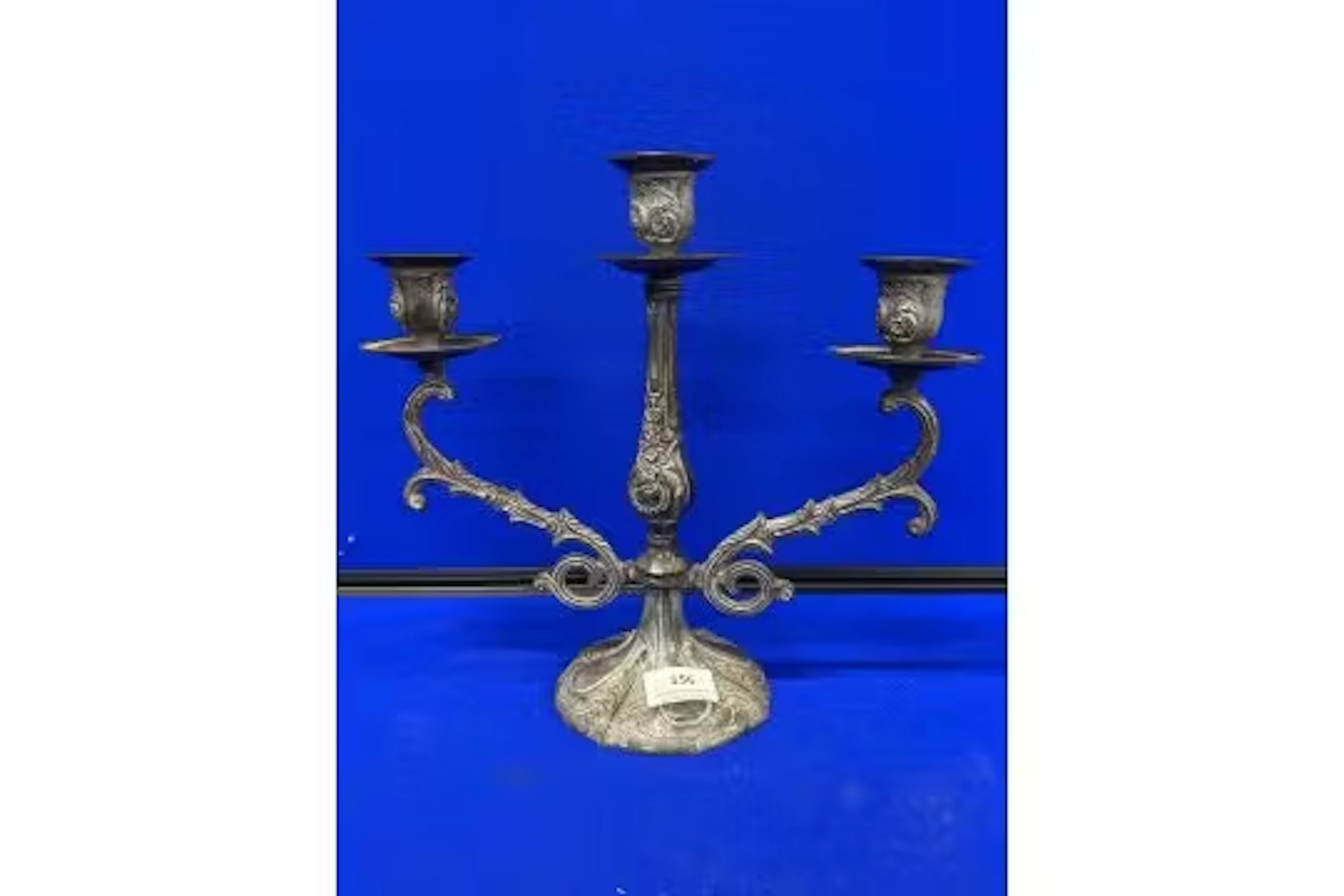 Pewter 3 arm candelabra