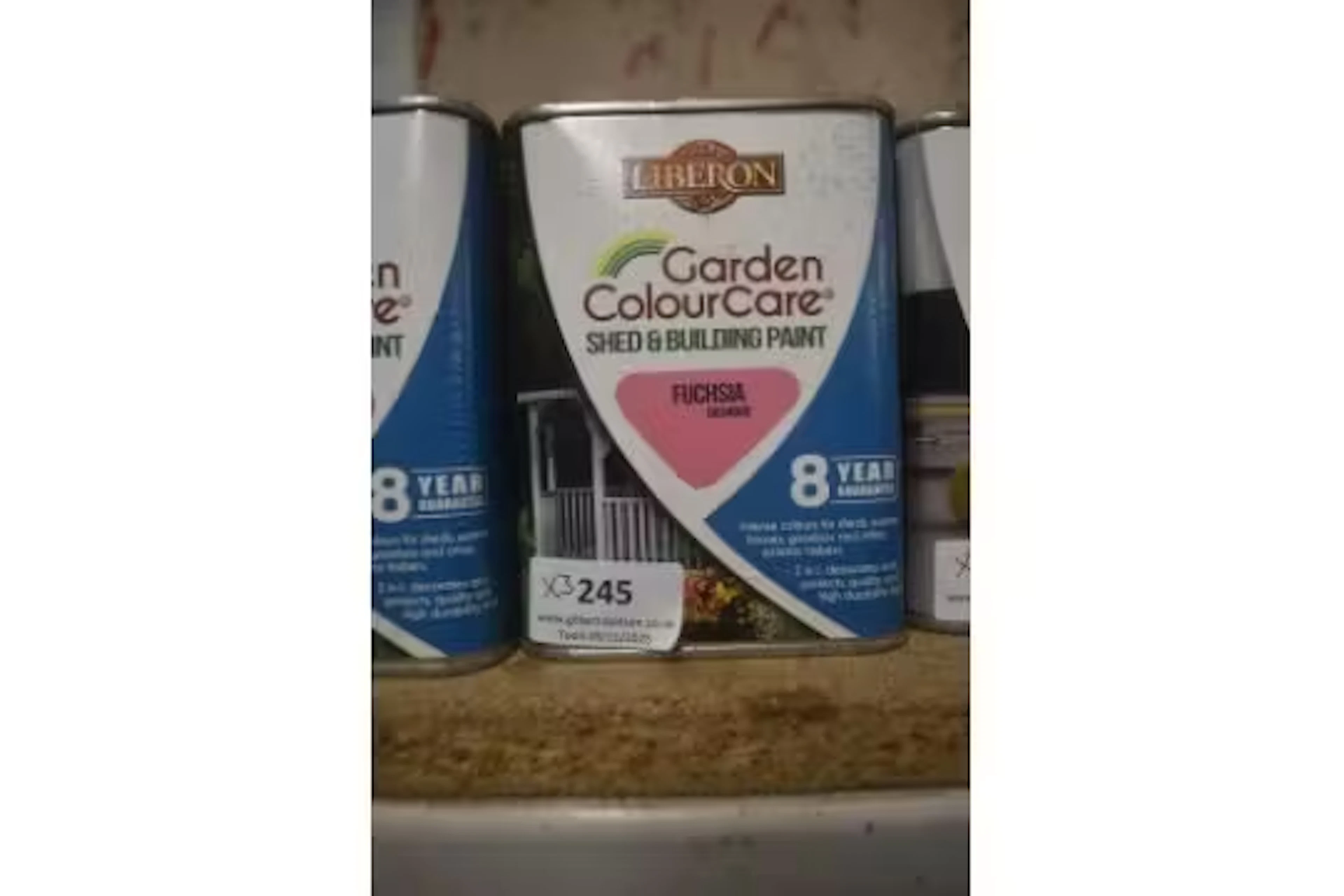 3x 1L Tins of Liberon Garden Colour Care Shed and Building Paint Fushia