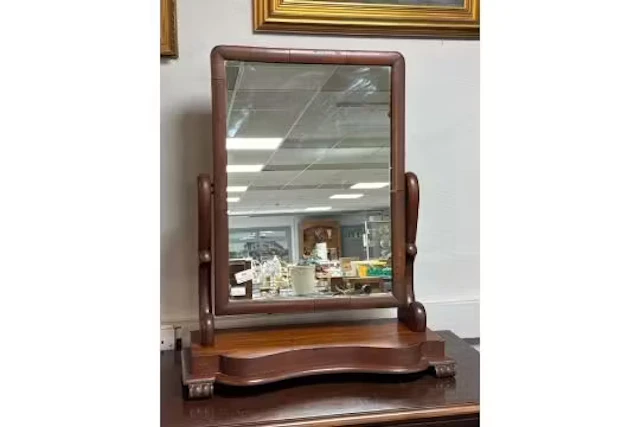 Victorian Wooden Tabletop Tilting Vanity Mirror