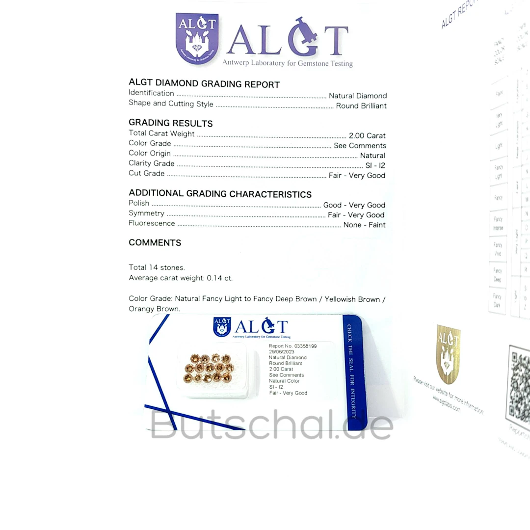 2ct Brillanten rötlich braun 3mm | Lot Natürliche Diamanten