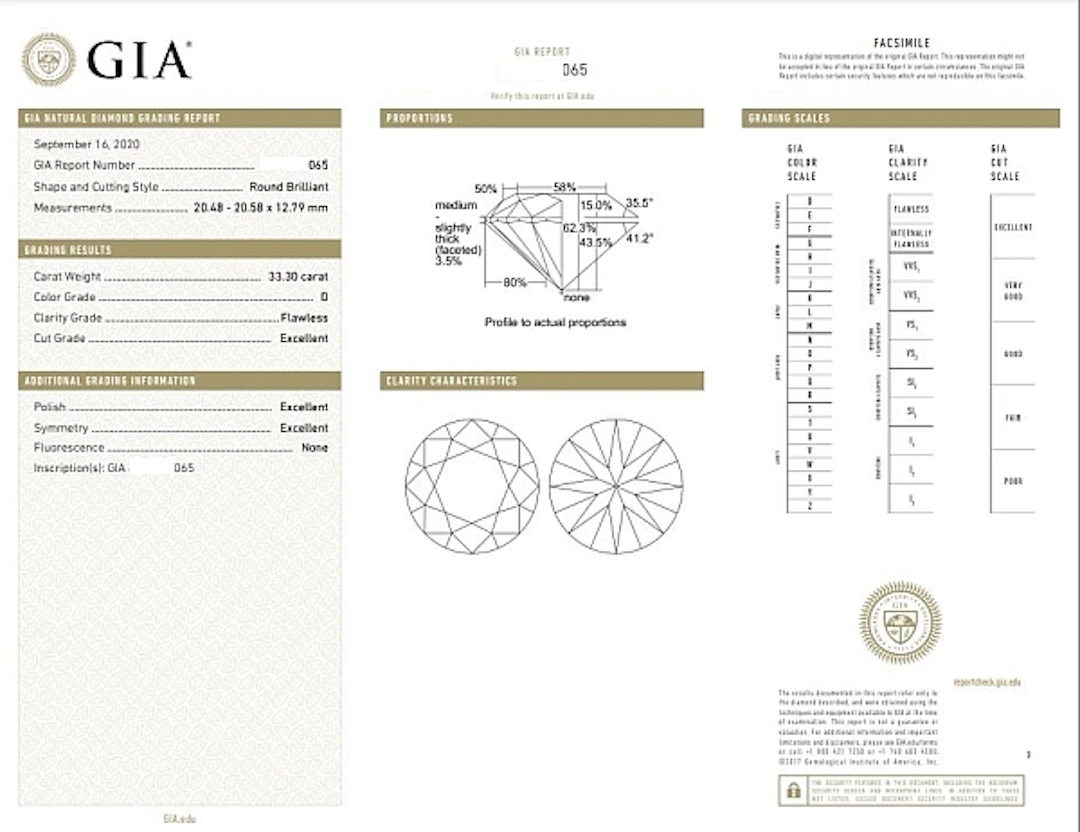 30,30 Carat Diamant Brillant D Flawless GIA CERTIFIED
