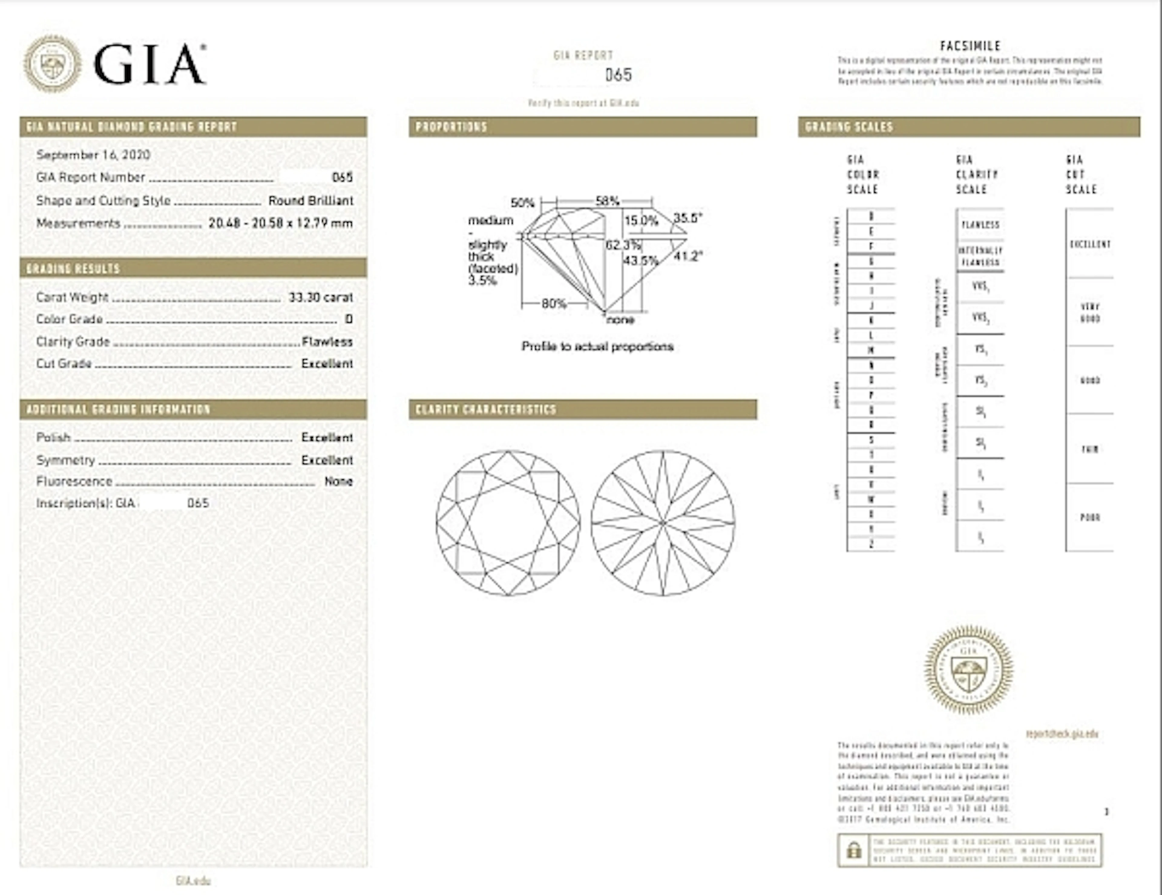 30,30 Carat Diamant Brillant D Flawless GIA CERTIFIED