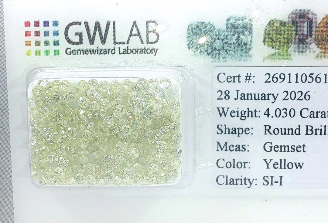 4.03 Ct Konvolut 174 einzelne runde Brillanten , Color Grade Yellow