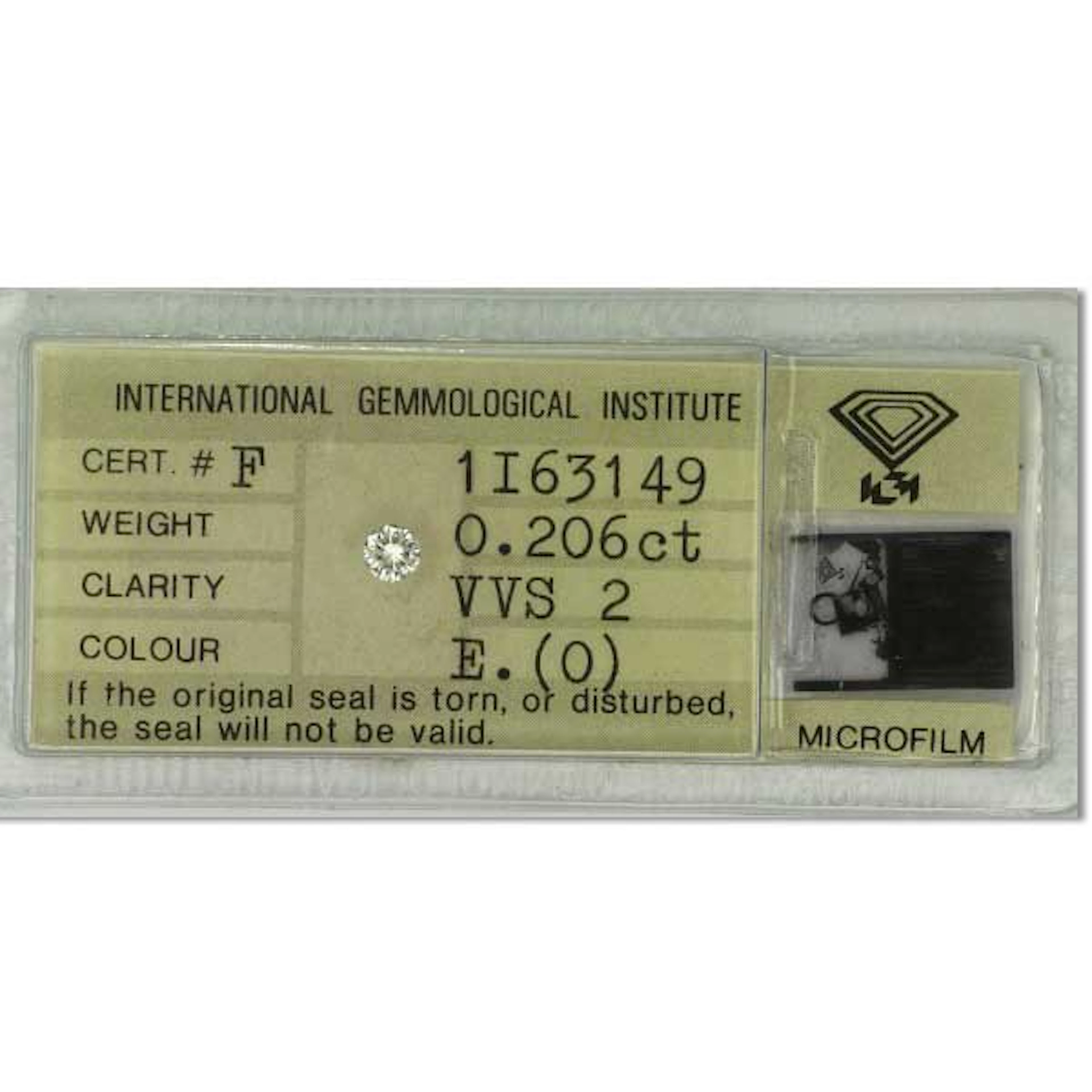 Diamant 0,206 ct, Reinheitsgrad VVS 2, Color E