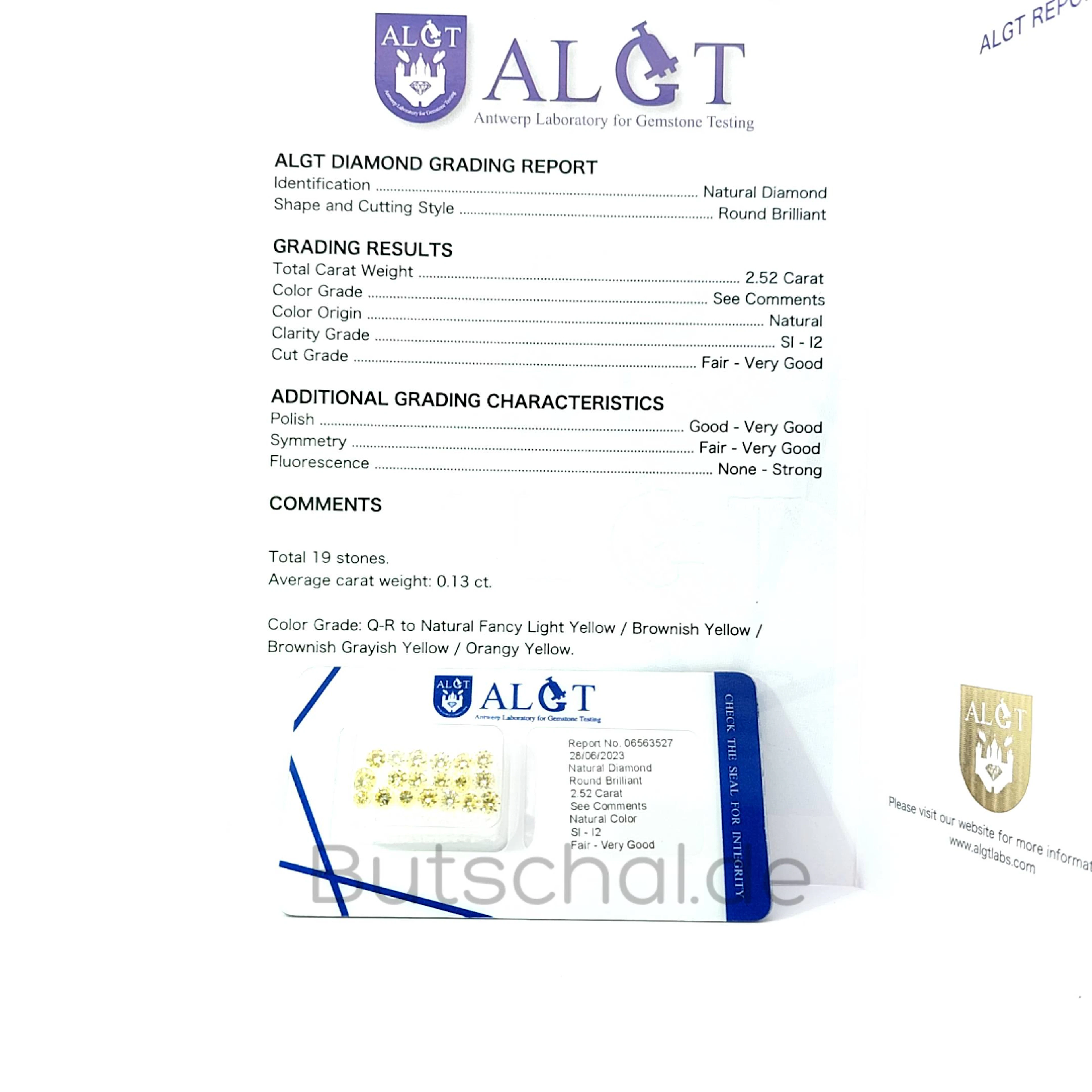 2,52 ct Brillanten helles zitronengelb, 3 mm | Lot Brillanten Diamanten
