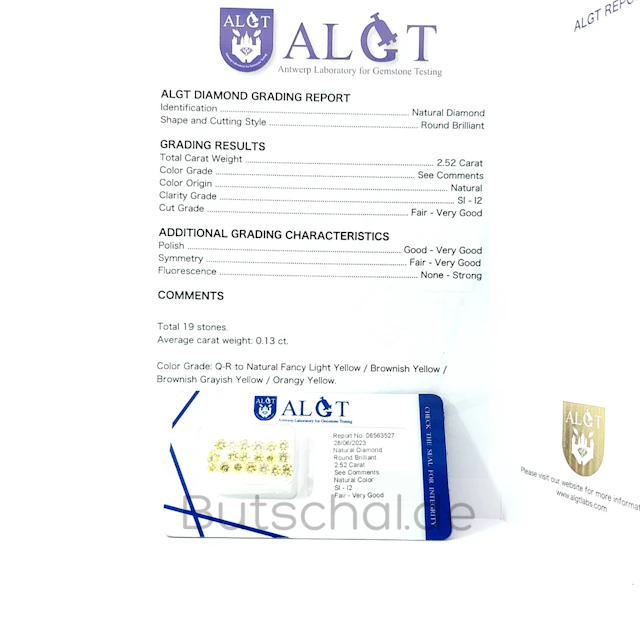2,52 ct Brillanten helles zitronengelb, 3 mm | Lot Brillanten Diamanten