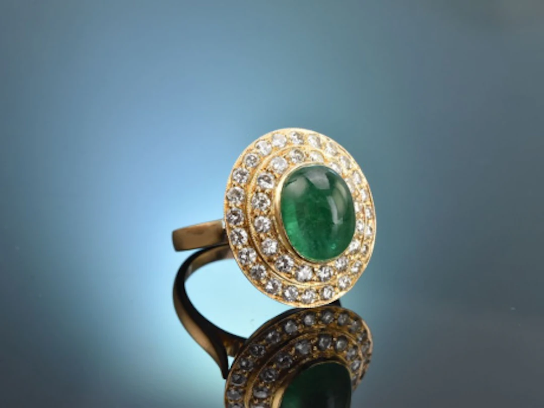 Hamburg um 1995! Exquisiter traumhafter Smaragd Brillant Ring Gold 750