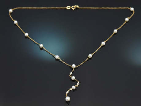 Schickes Y-Collier mit Diamanten und Zuchtperlen aus Gold 750