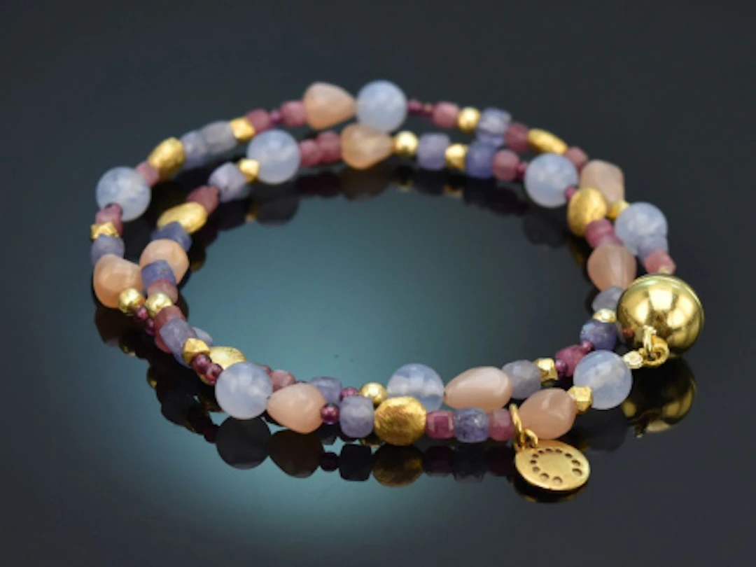 Morning Sky! Armband Turmalin Chalcedon Mondstein Tansanit Granat
