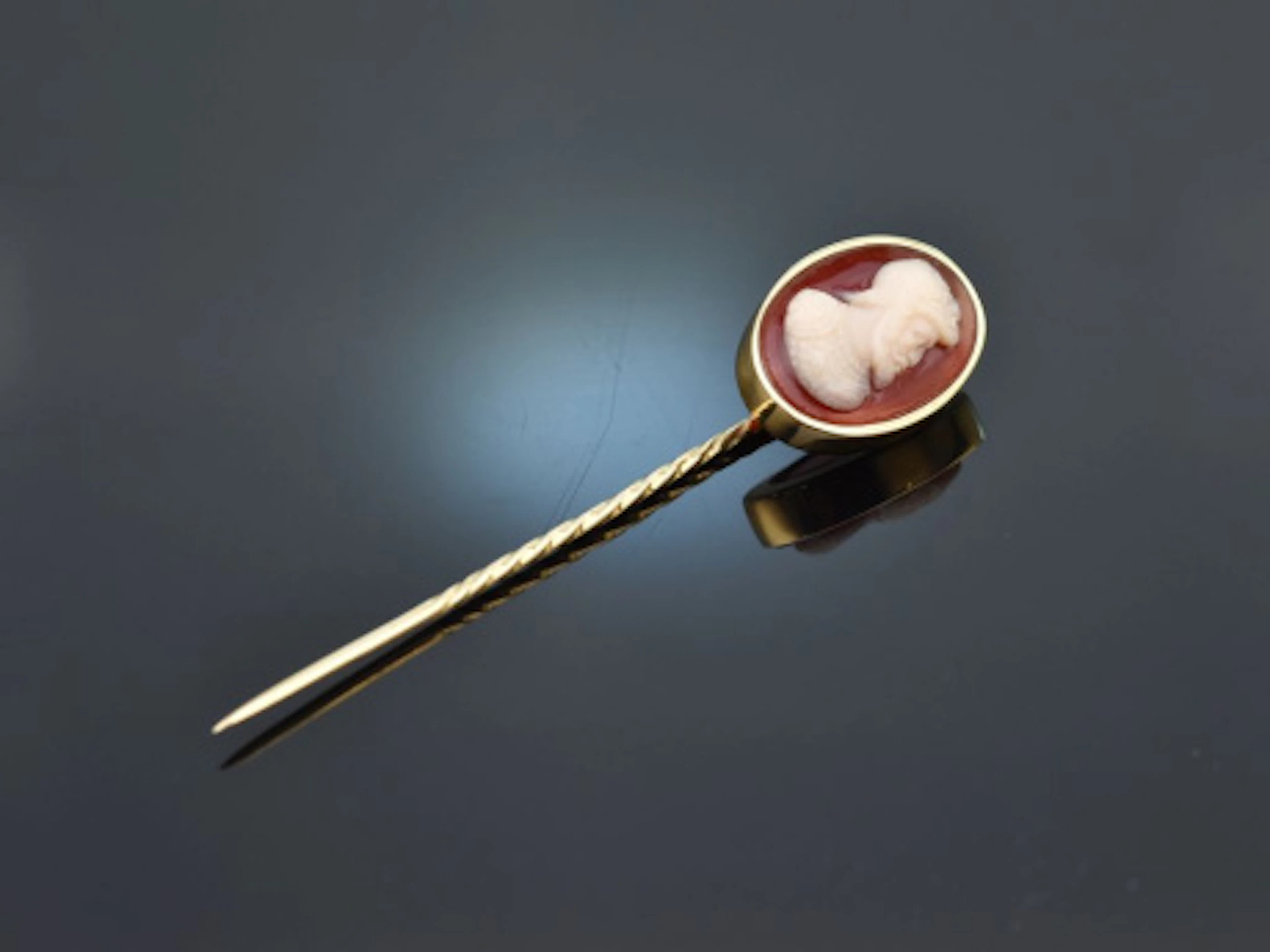 Historische Achat Kamee Revers Nadel Gold 585