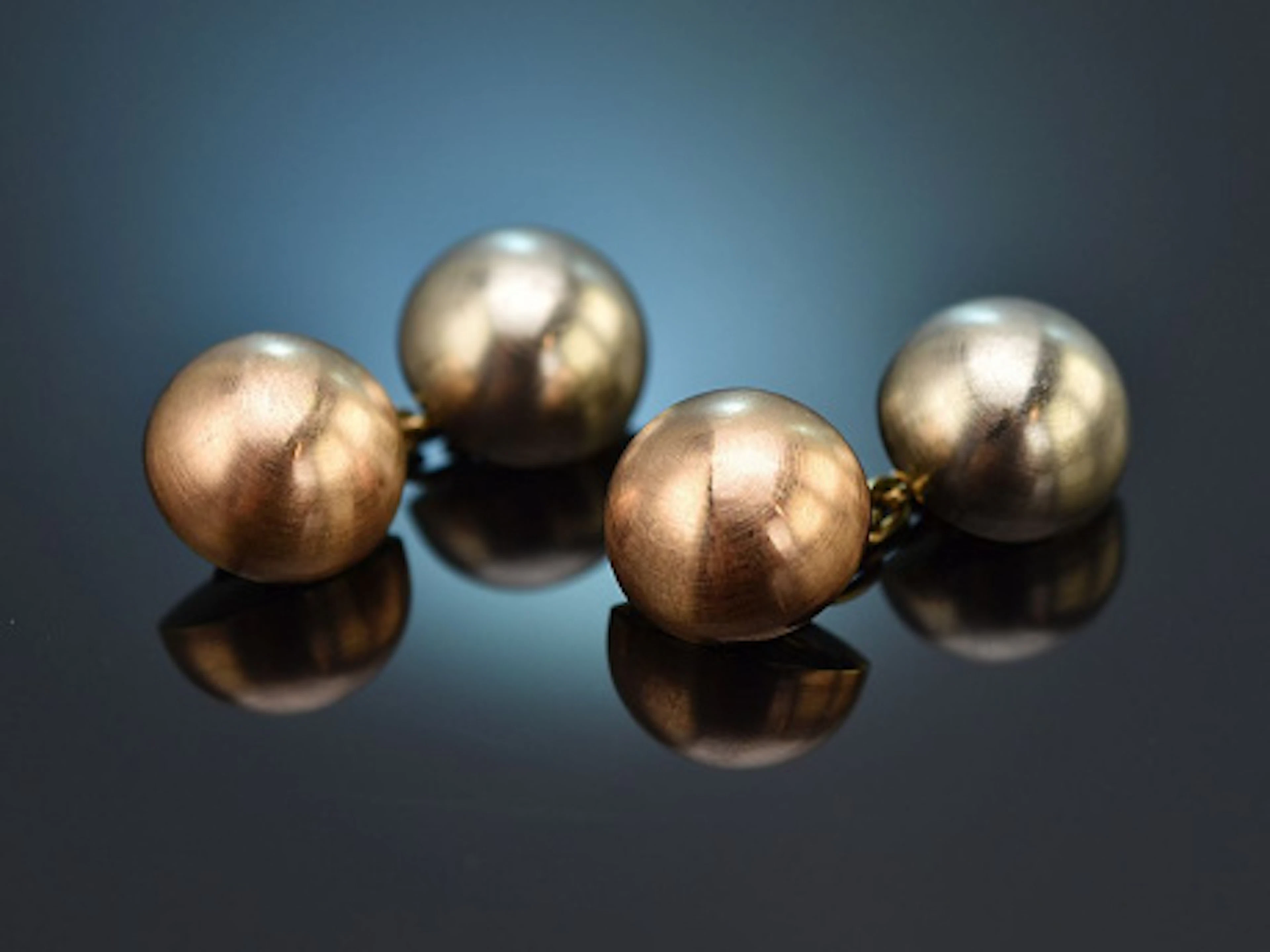 Um 1990! Schlichte Bicolor Manschettenknöpfe Rotgold und Weißgold 585