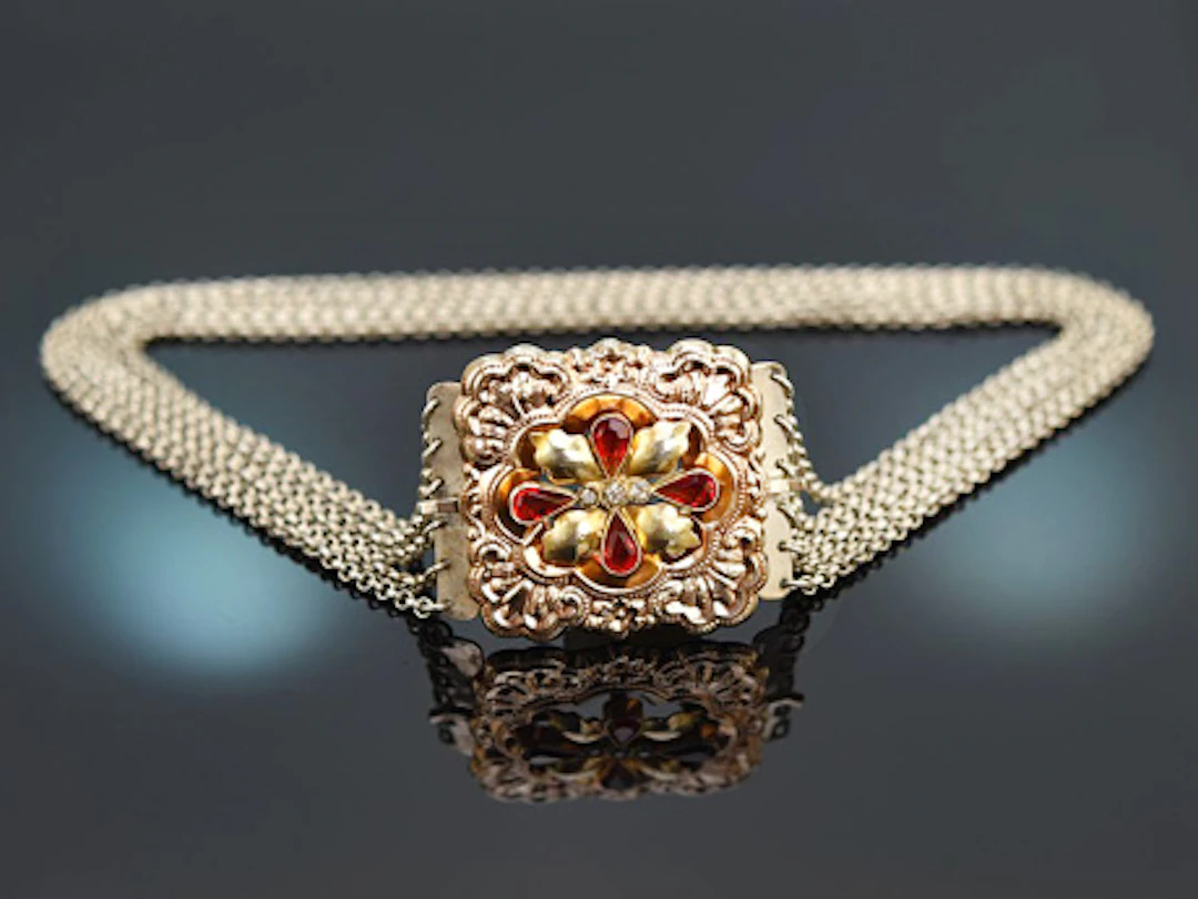 Österreich um 1900! Schöne Trachten Kropf Kette 6reihig Silber