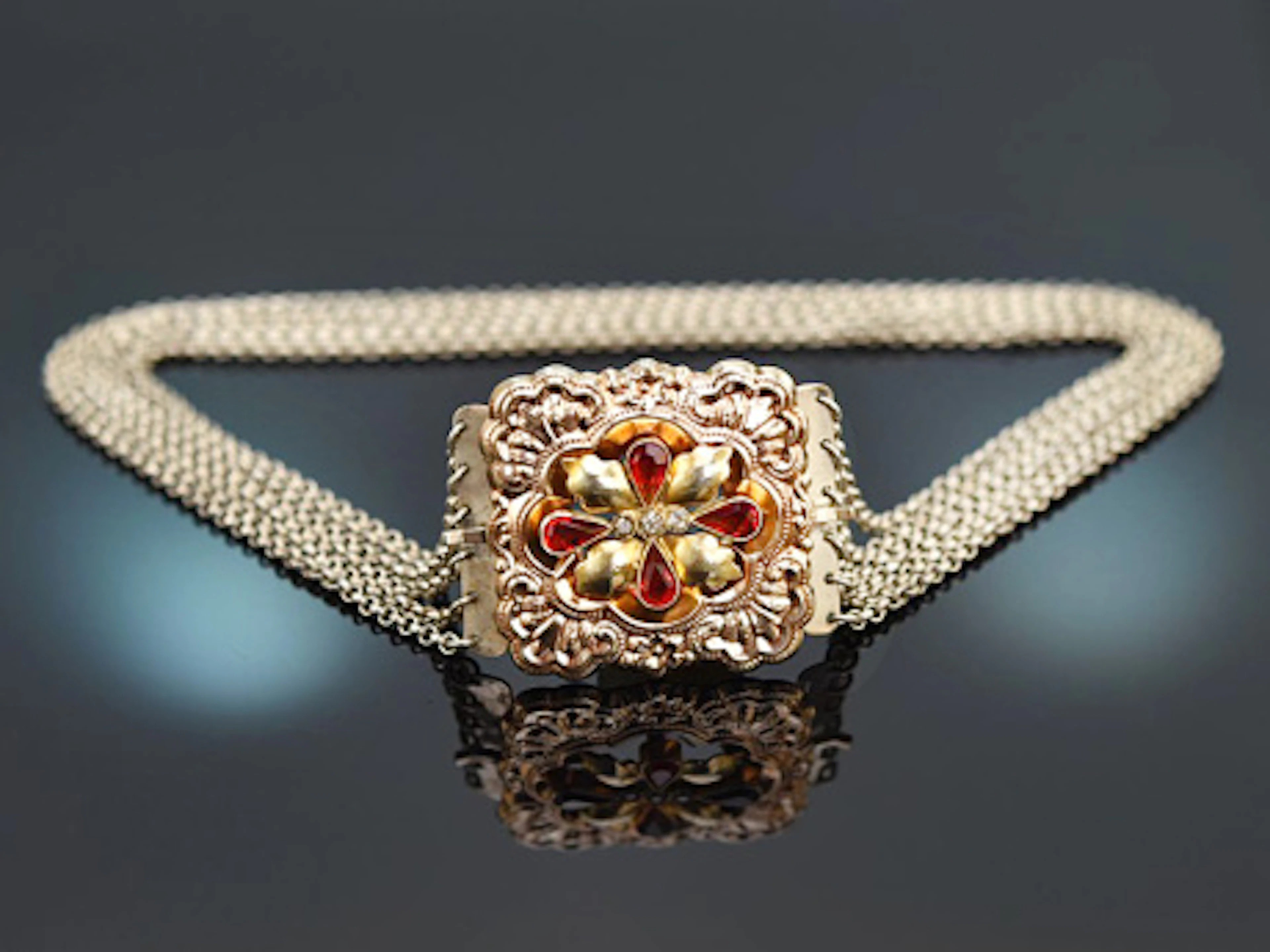 Österreich um 1900! Schöne Trachten Kropf Kette 6reihig Silber