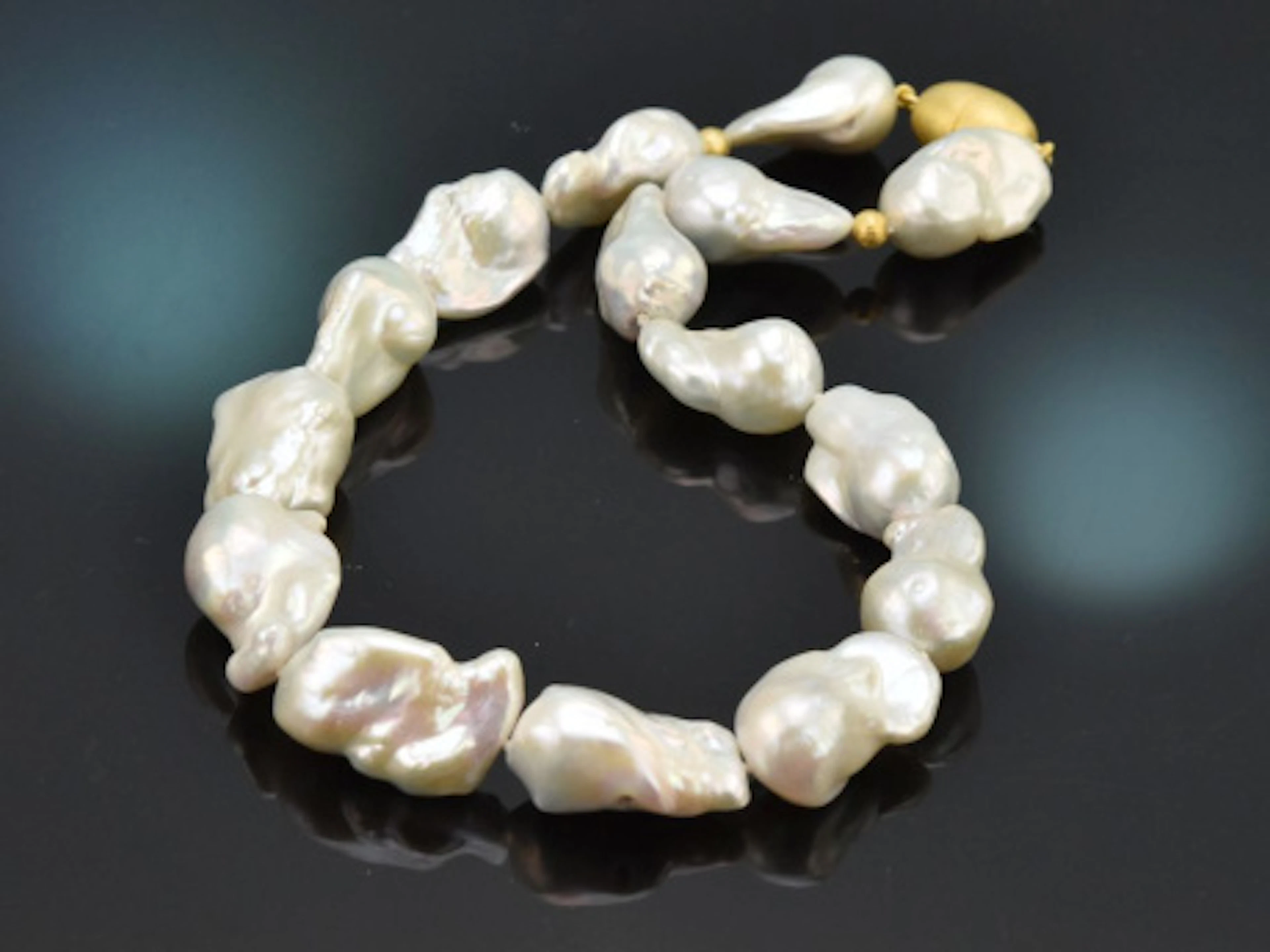 Big Pearls! Große barocke Zuchtperlen Kette mit vergoldeter Silberschließe 925