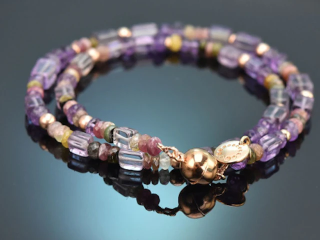 Mediterranean Lavender! Zweireihiges Edelsteinarmband mit Turmalin