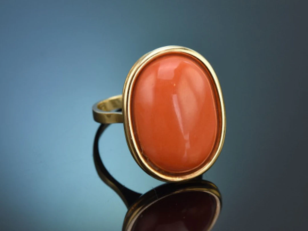 Theodor Heiden München um 1990! Edler Korallen Ring aus Gold 585
