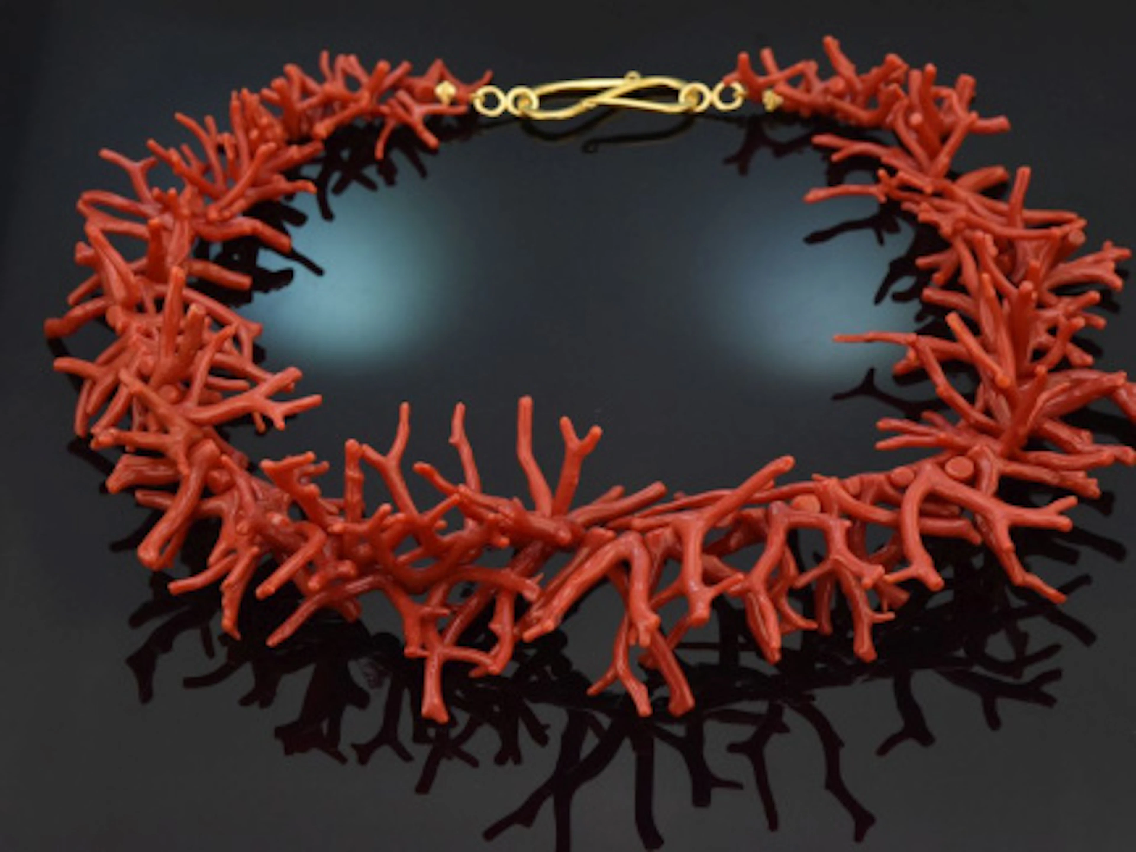 Chic Boho! Große italienische Ast Korallen Kette mit vergoldetem Silber 925