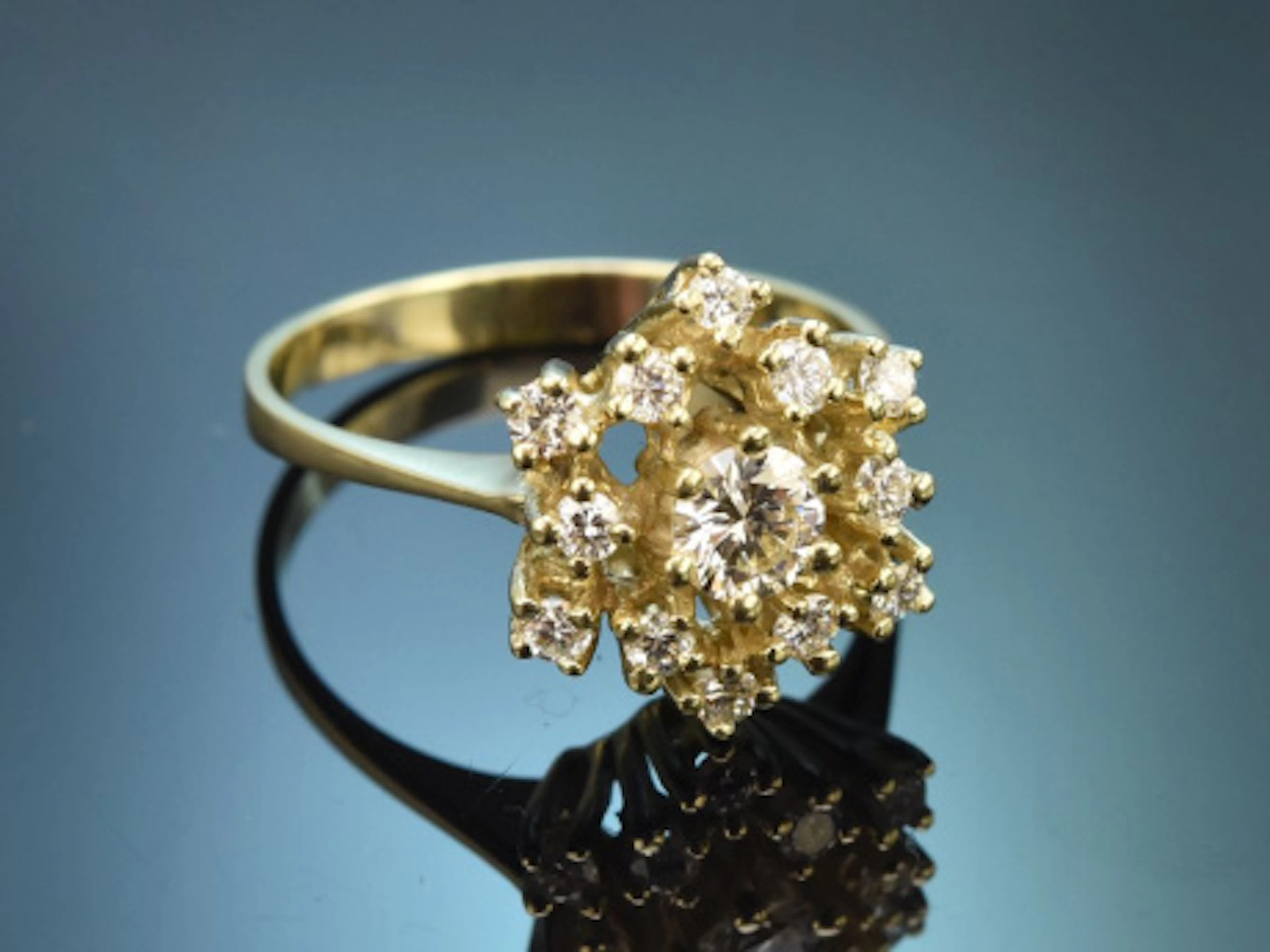 Pforzheim um 1970! Klassischer Brillant Ring aus Gold 585