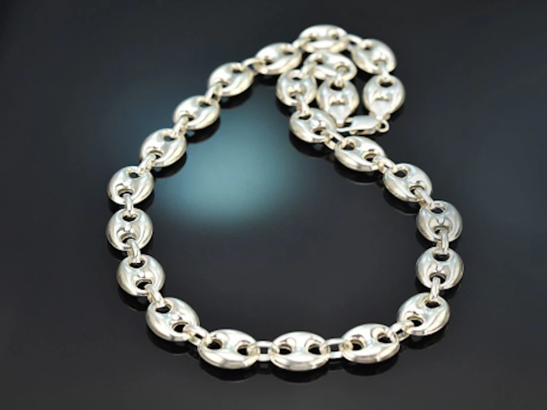 Italien um 1990! Schöne Statement Schiffsanker Kette aus Silber 925