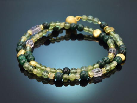 Signs of spring! Fancy Armband mit Peridot Malachit Fluorit Amethyst