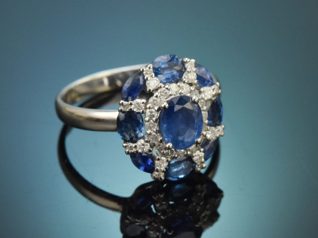 Edler Saphir Brillant Ring aus Weißgold 750