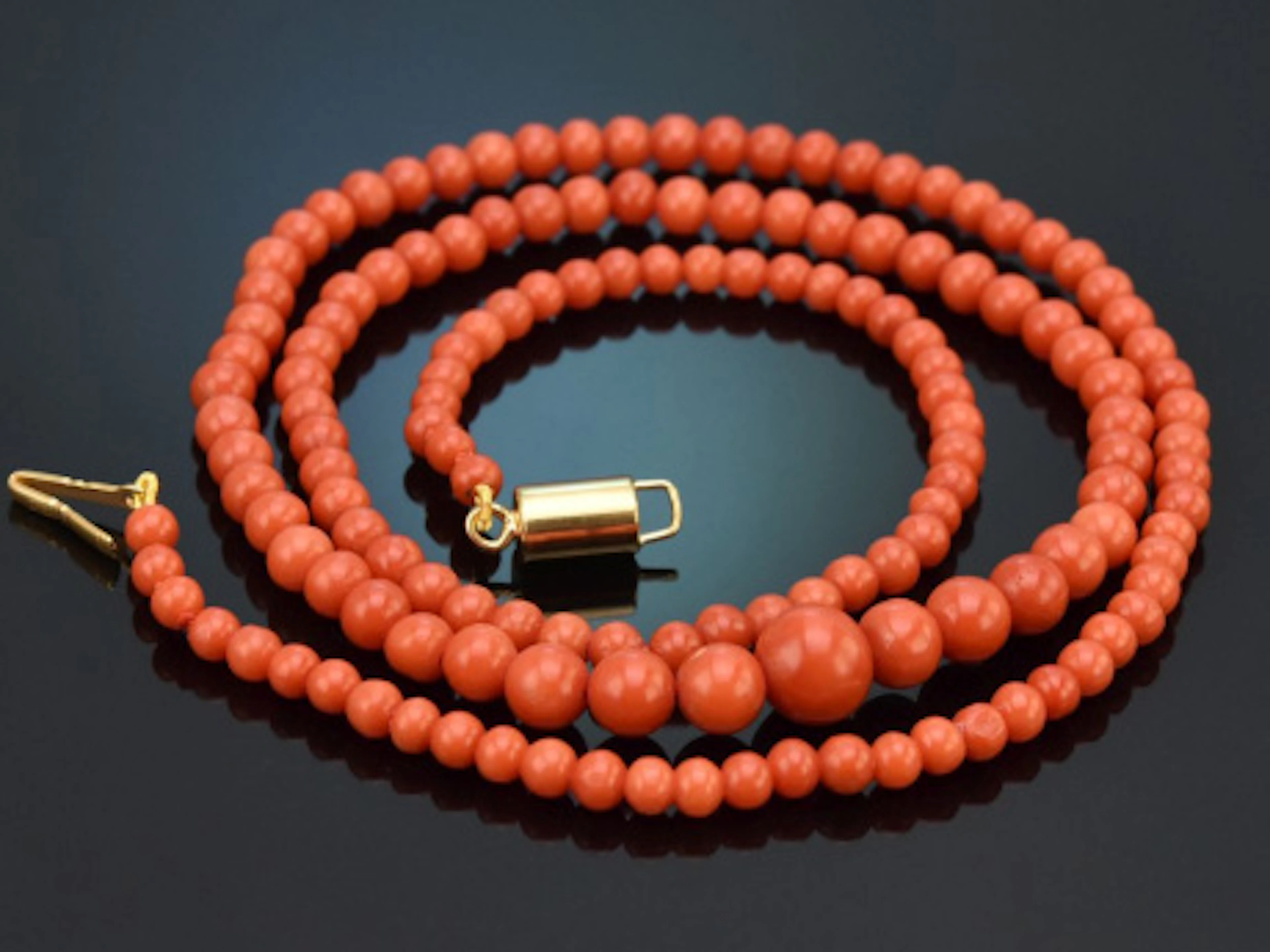 Um 1950! Feine italienische Sardegna Korallen Kette mit Schließe aus