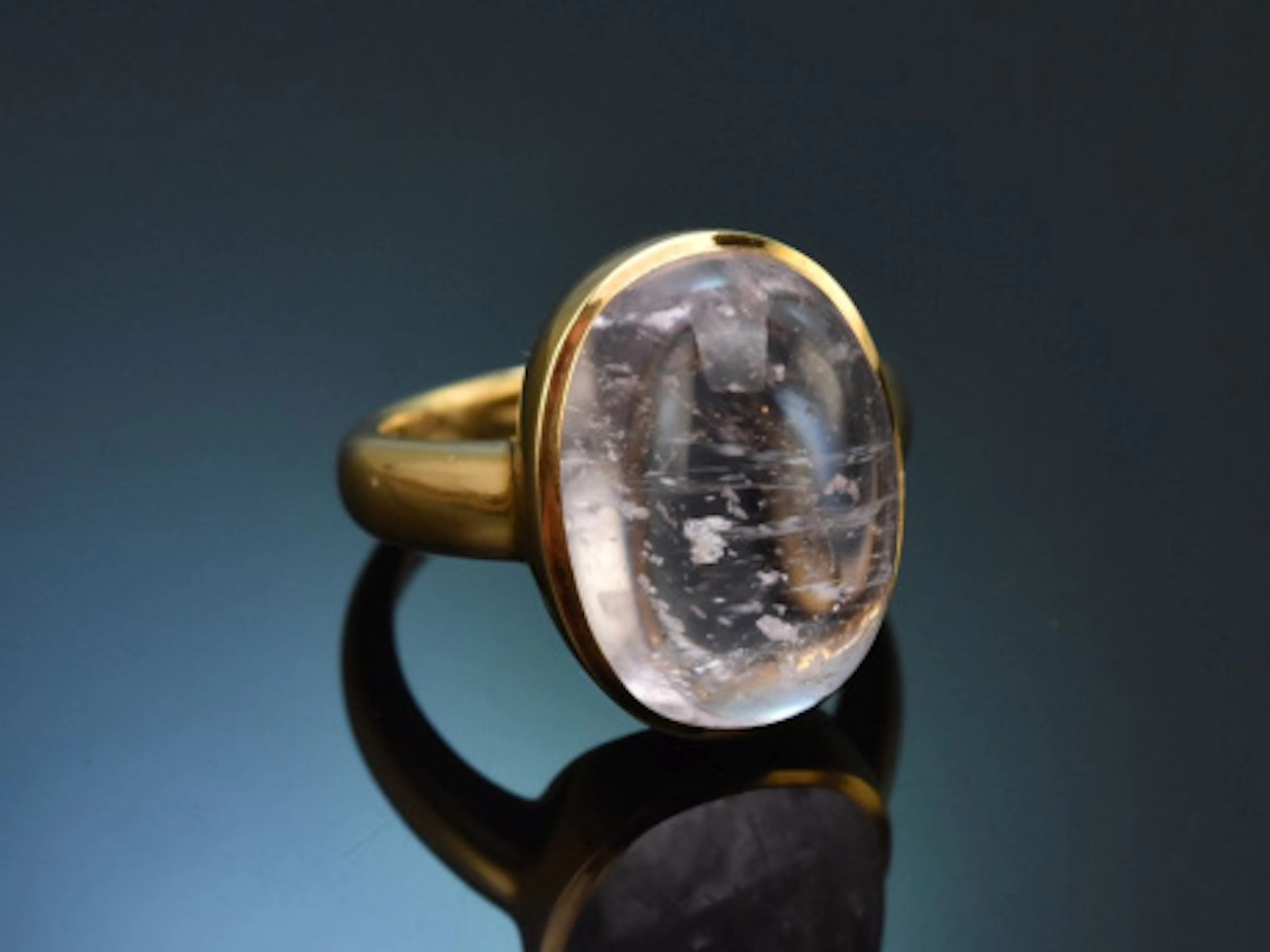 Fine Rose! Schwerer Design Ring mit feinem Kunzit aus Gold 750