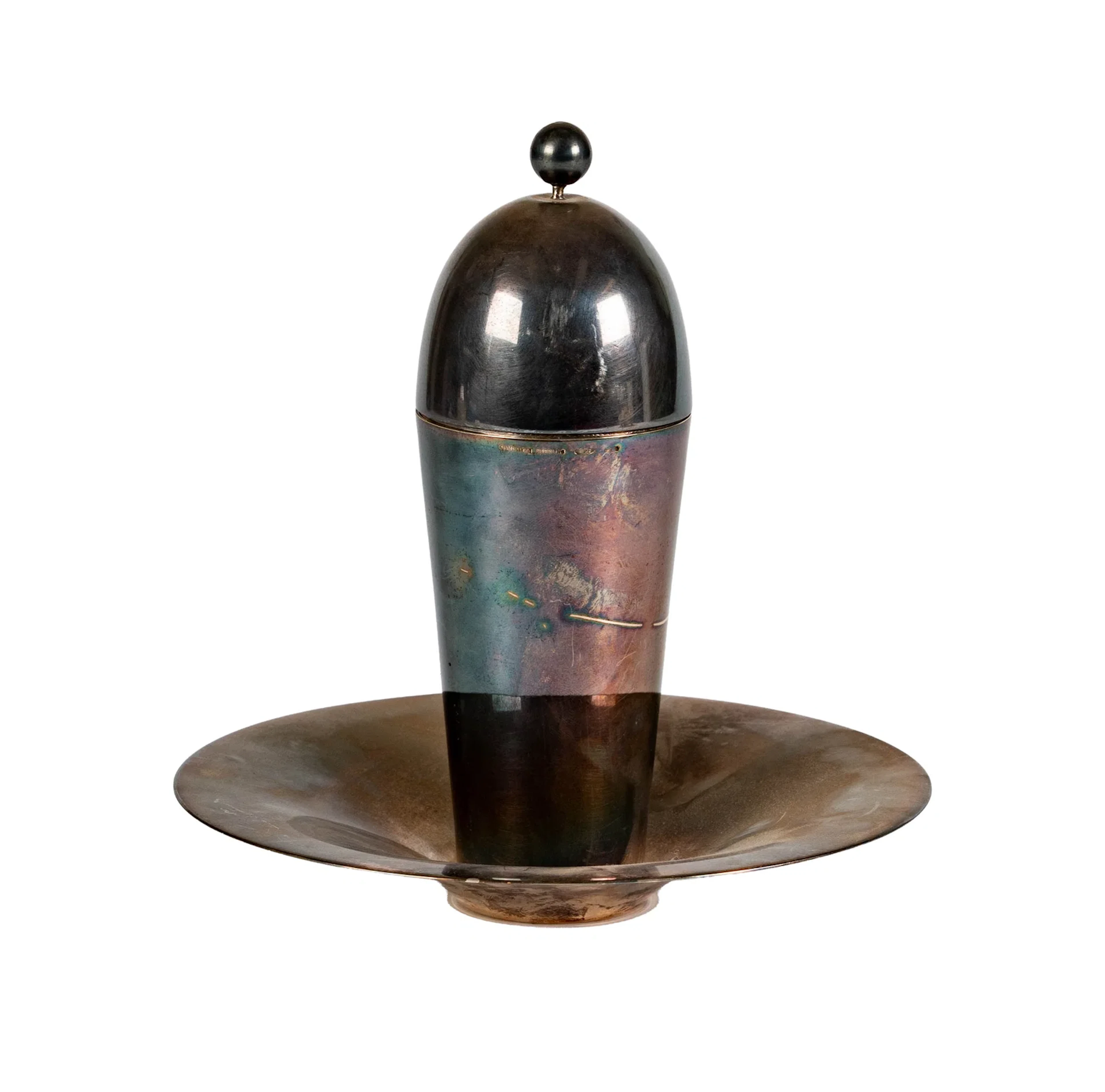 Pampaloni Sterling Silver Covered Jar and Underplate
